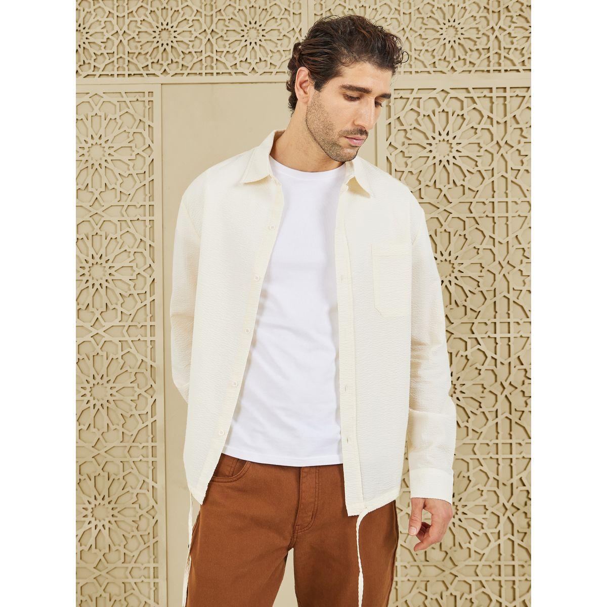 Styli Limited Oversized Textured Shirt with Adjustable Drawcord Hem-men-clothing-shirts-image-1