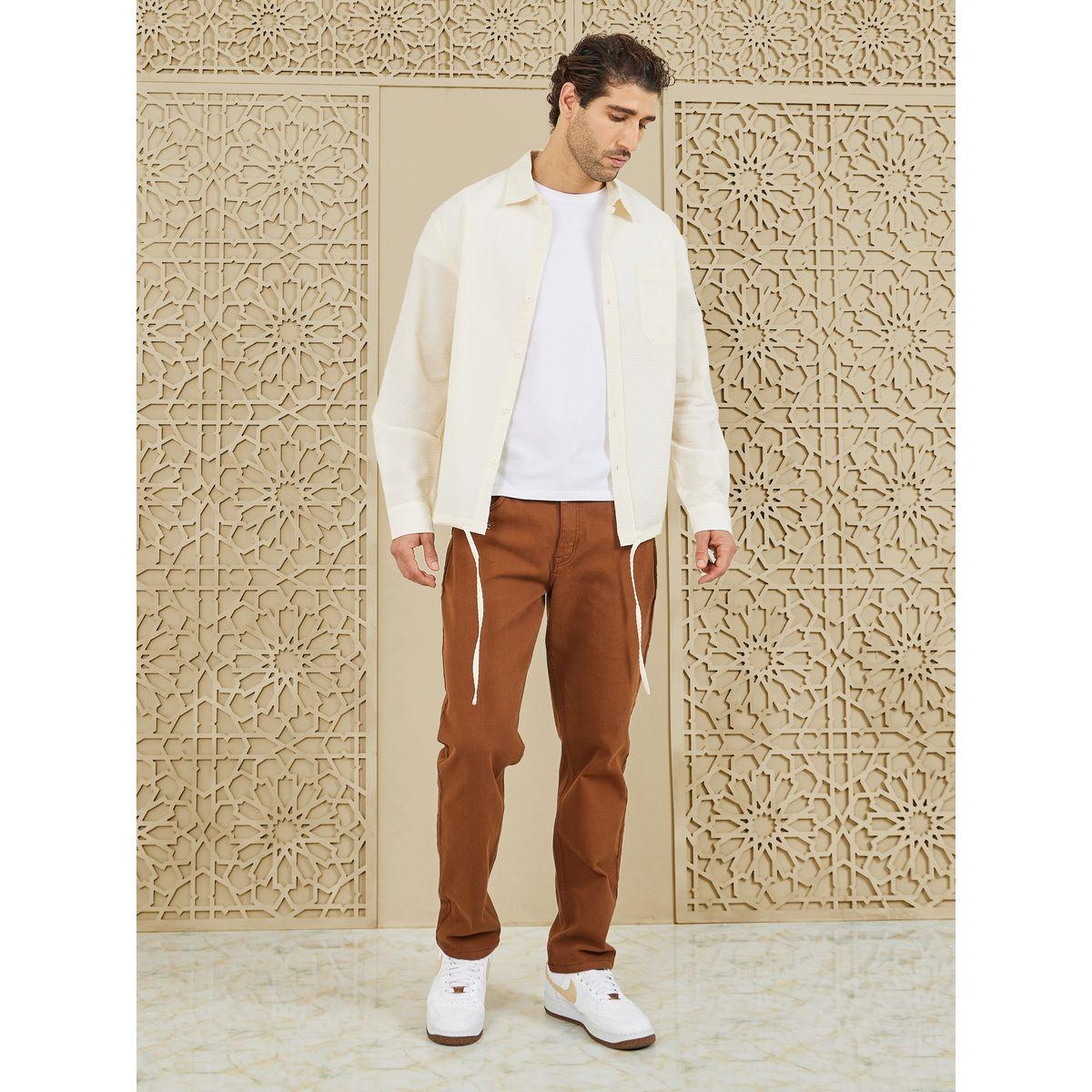 Styli Limited Oversized Textured Shirt with Adjustable Drawcord Hem-men-clothing-shirts-image-2