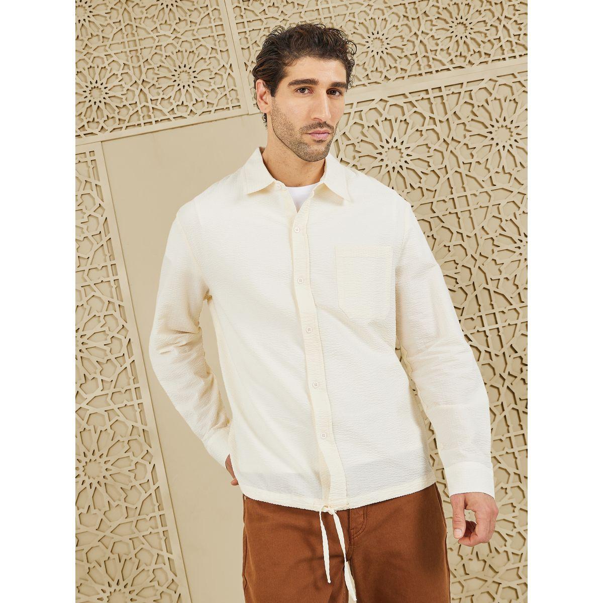 Styli Limited Oversized Textured Shirt with Adjustable Drawcord Hem-men-clothing-shirts-image-3