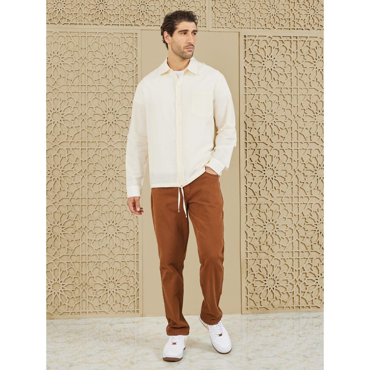 Styli Limited Oversized Textured Shirt with Adjustable Drawcord Hem-men-clothing-shirts-image-5
