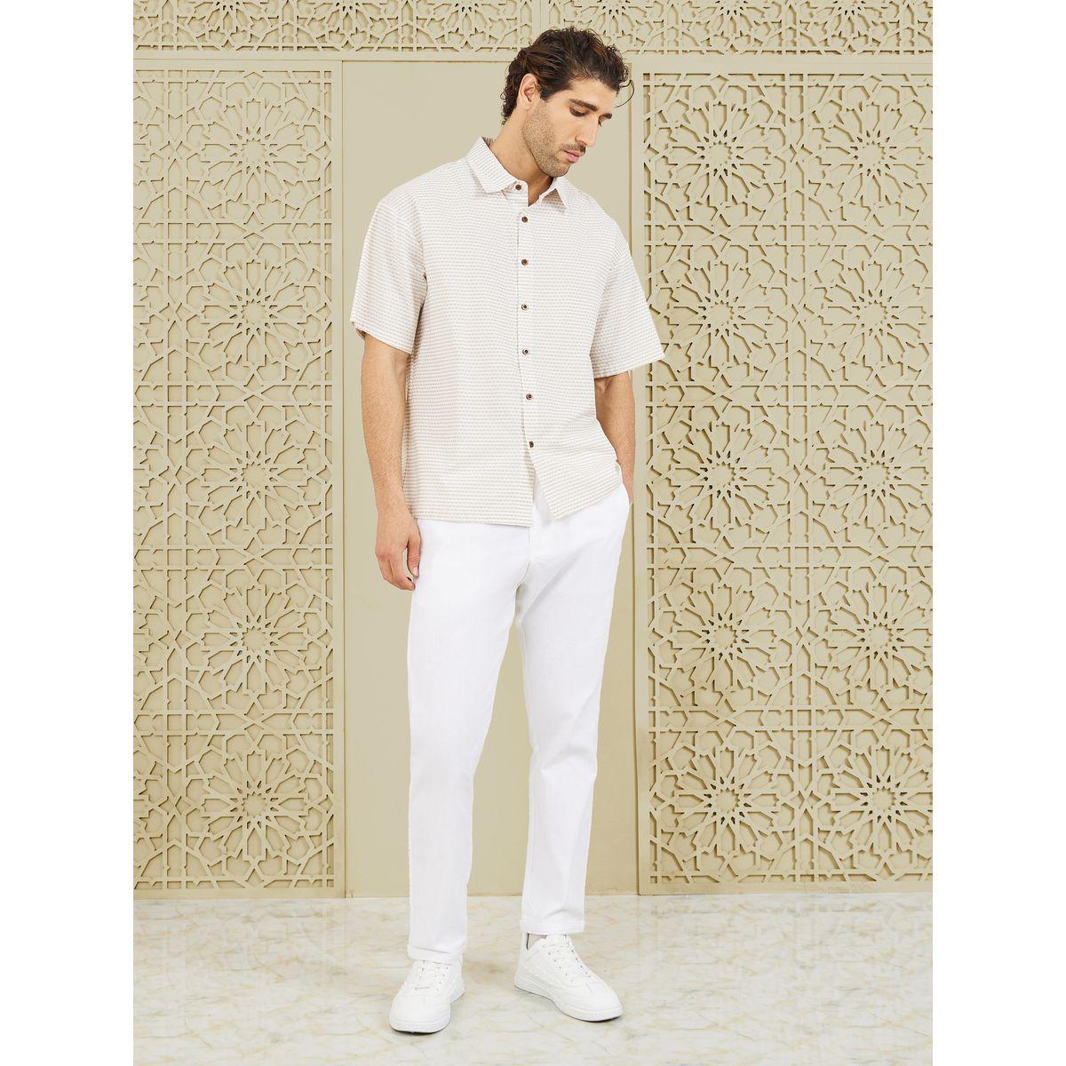 Styli Limited Striped Textured Cuban Collar Relax Fit Shirt-men-clothing-shirts-image-2