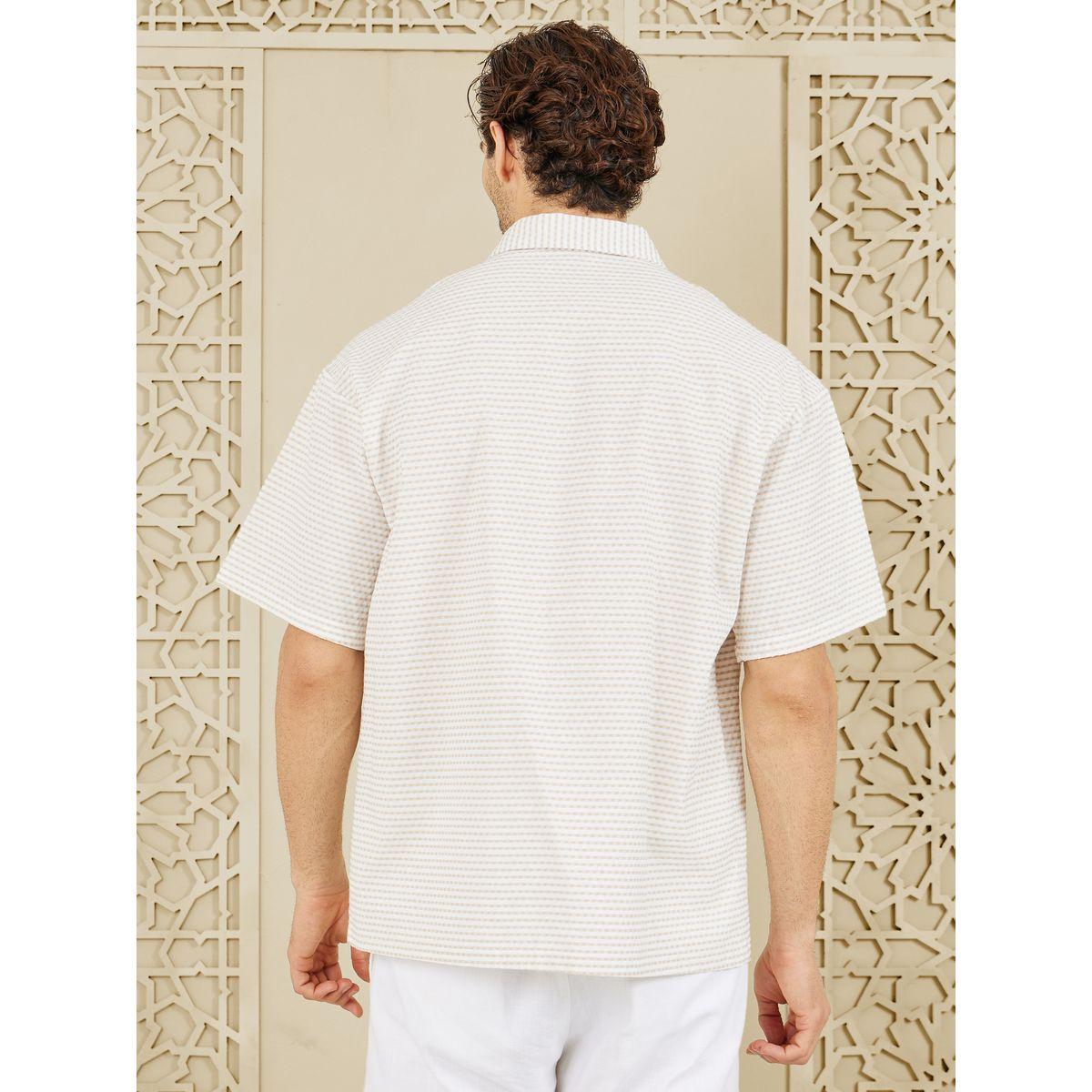 Styli Limited Striped Textured Cuban Collar Relax Fit Shirt-men-clothing-shirts-image-4