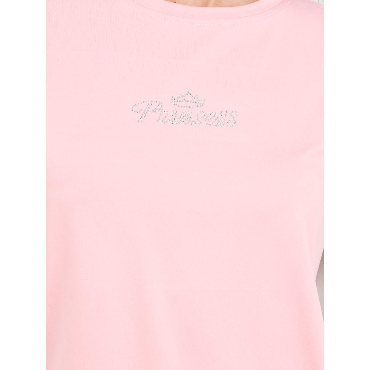 تيشيرت منمق بكتابة مع قصة عادية-women-clothing-tshirts-image-3