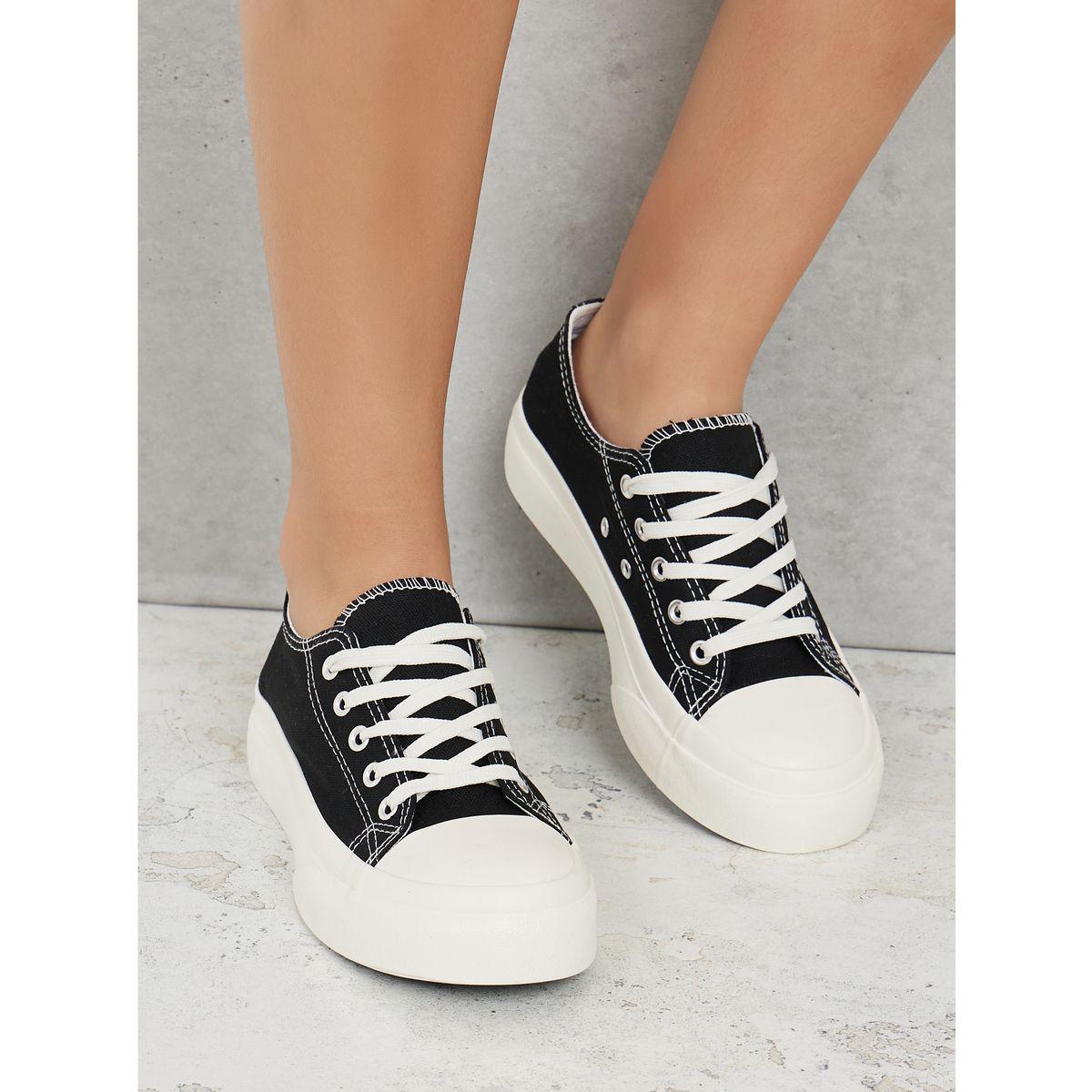 Styli Stitch Detail Contrast Lace Up Sneakers-women-shoes-sneakers-image-1