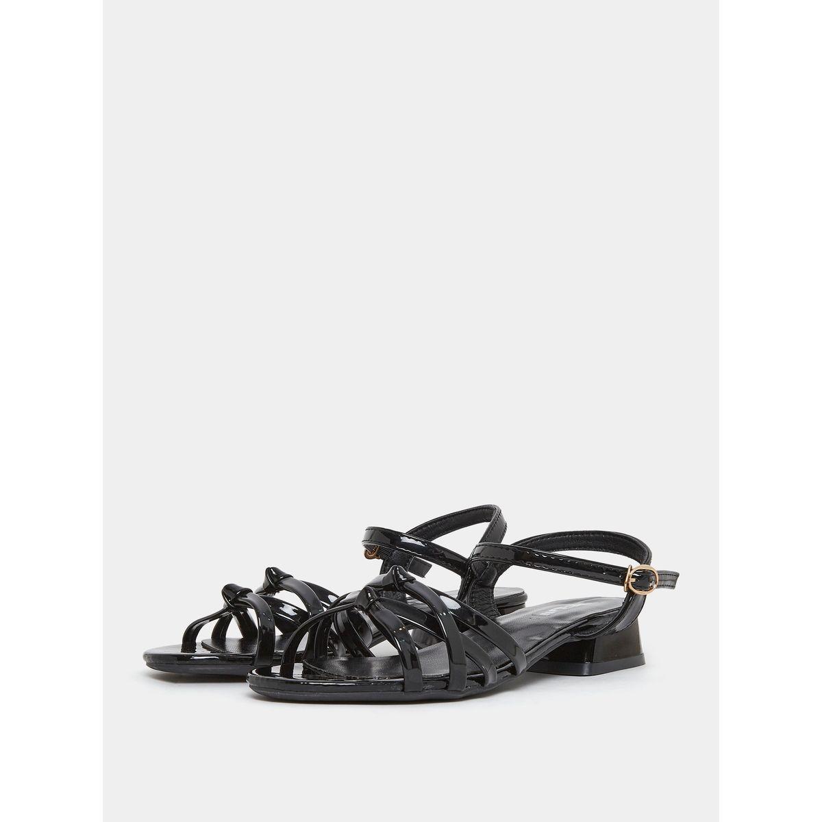 Styli Ankle Strap Cross Strap Low Heel Sandals-women-shoes-heels-image-3