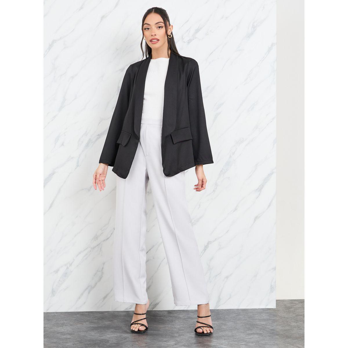 Styli Back Panel Detail Open Front Blazer-women-clothing-coatsandjackets-blazers-image-2