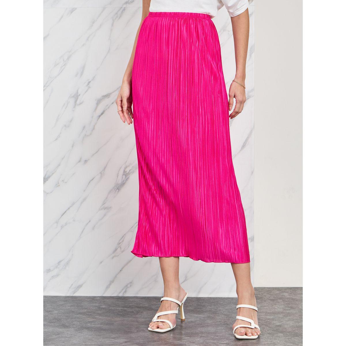 Styli Pleated Satin Midi Skirt-women-clothing-bottoms-skirts-image-1