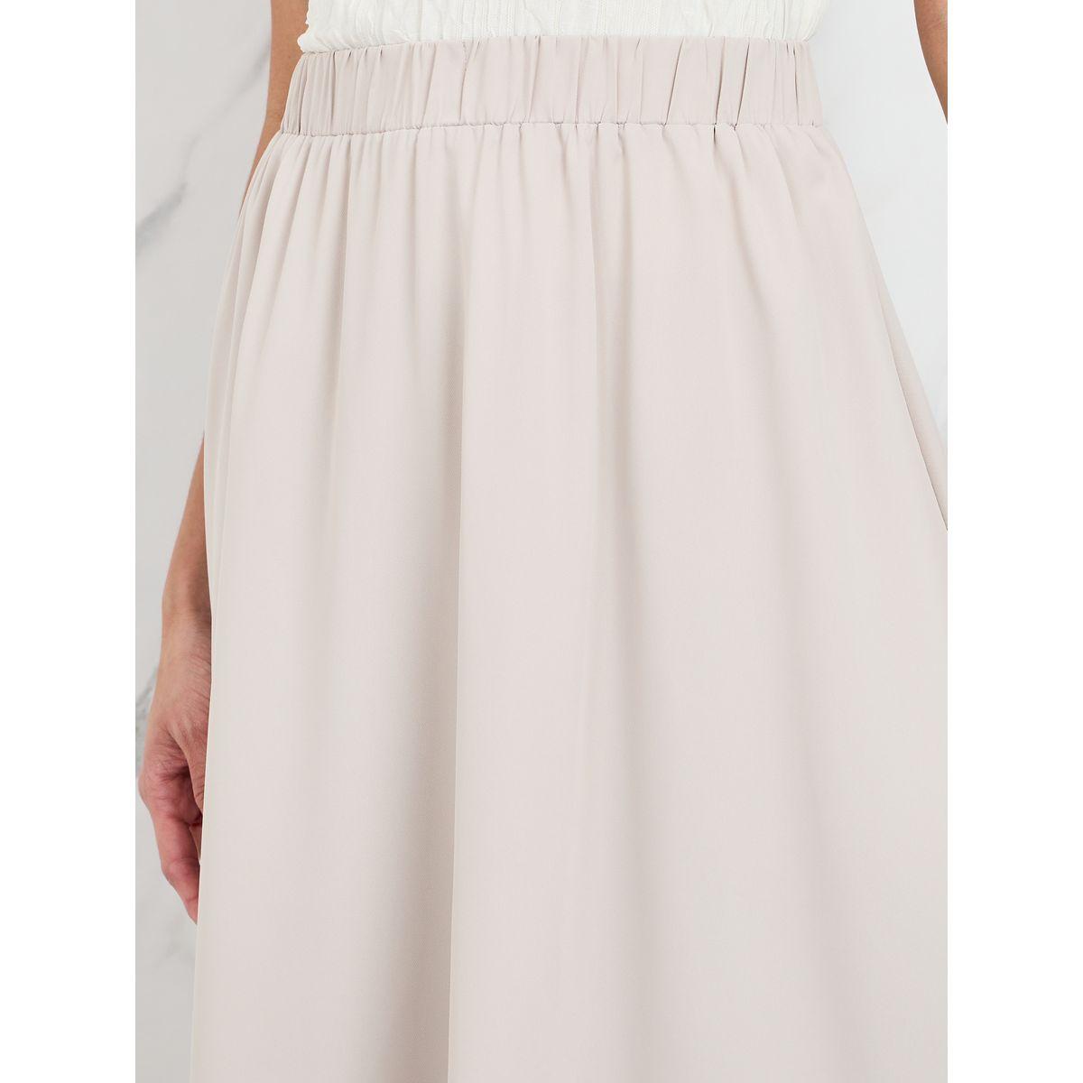تنورة ميدي سادة بخصر مطاطي-women-clothing-bottoms-skirts-image-3