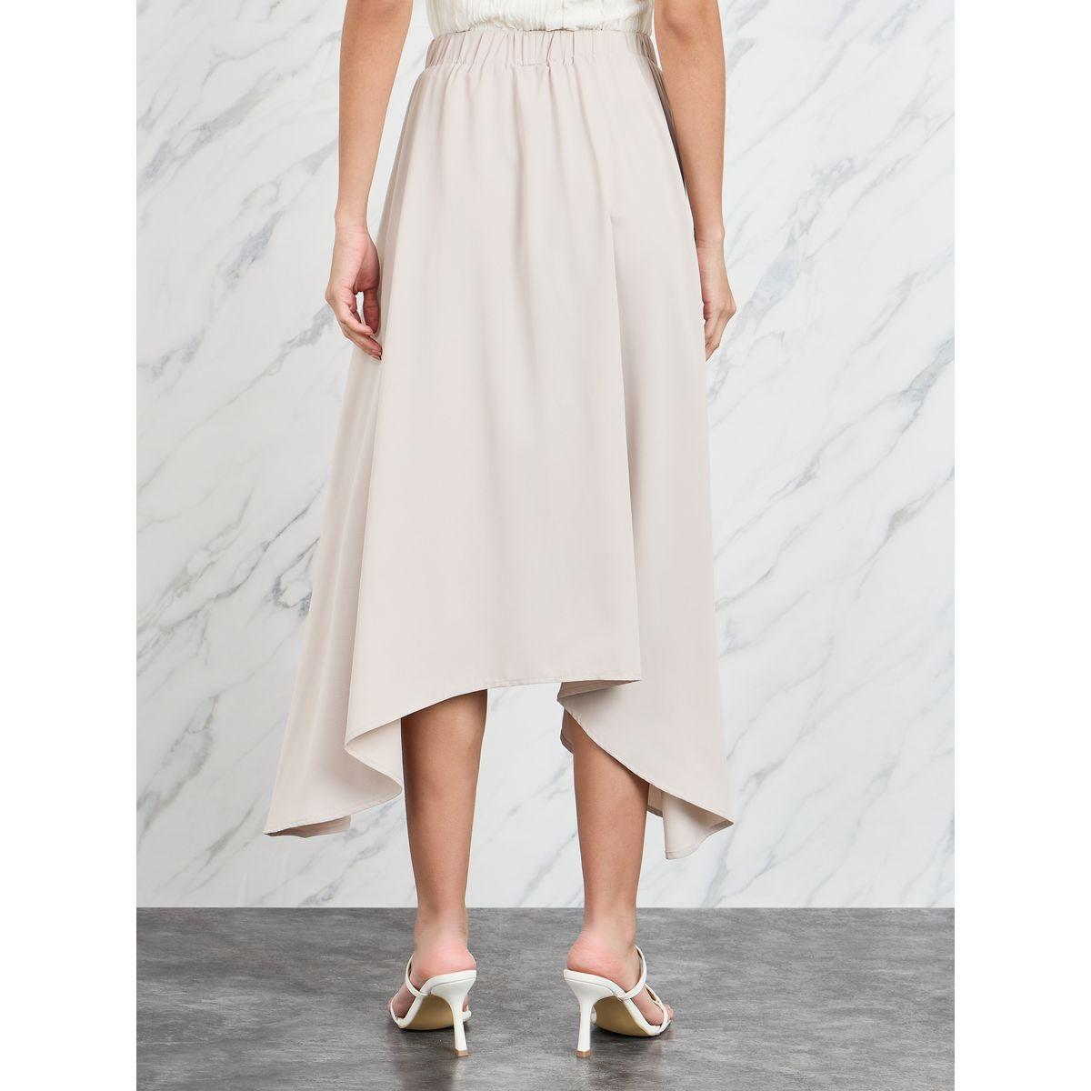 تنورة ميدي سادة بخصر مطاطي-women-clothing-bottoms-skirts-image-4