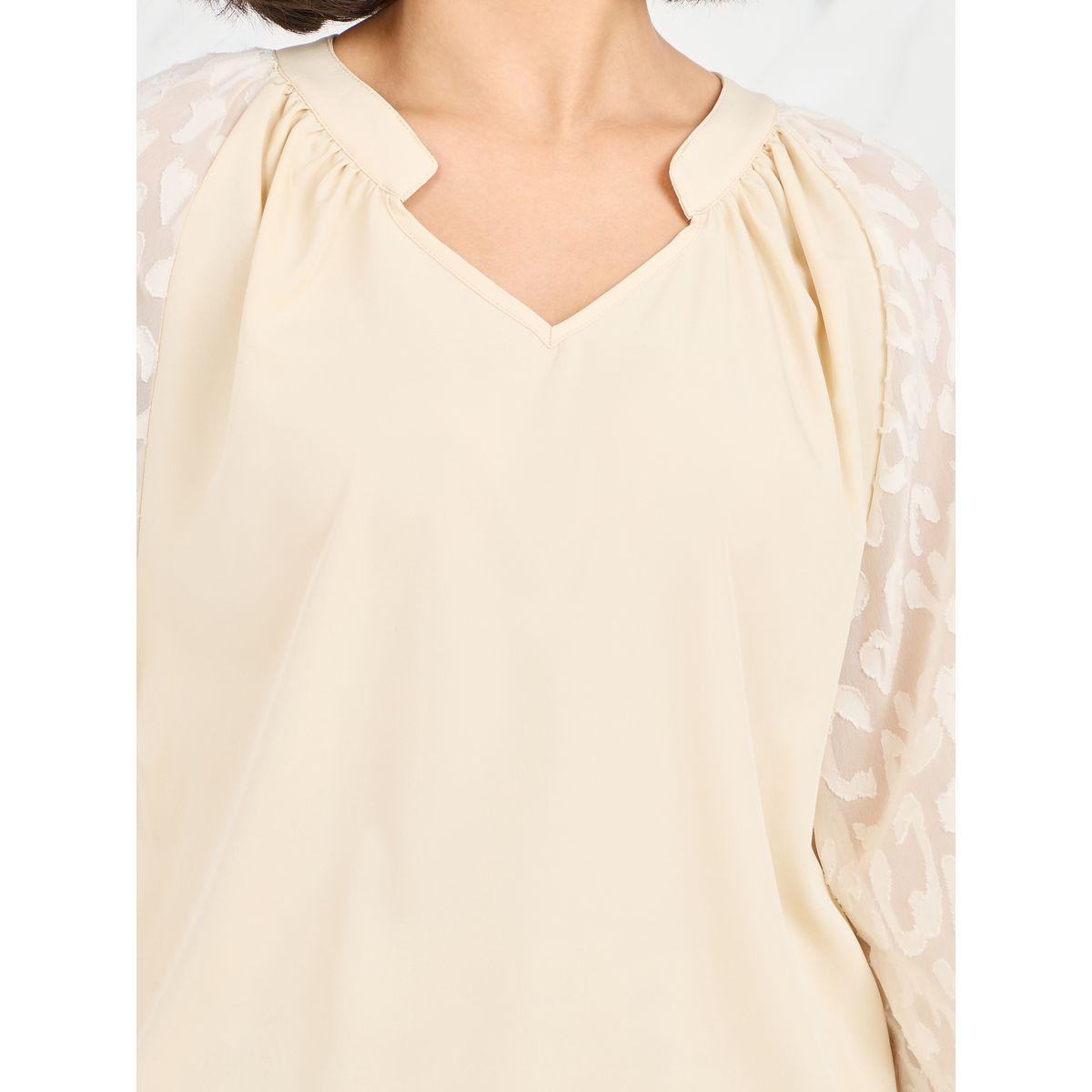 Styli Floral Contrast Lantern Sleeve Blouse-women-clothing-shirtsandblouses-blouses-image-4