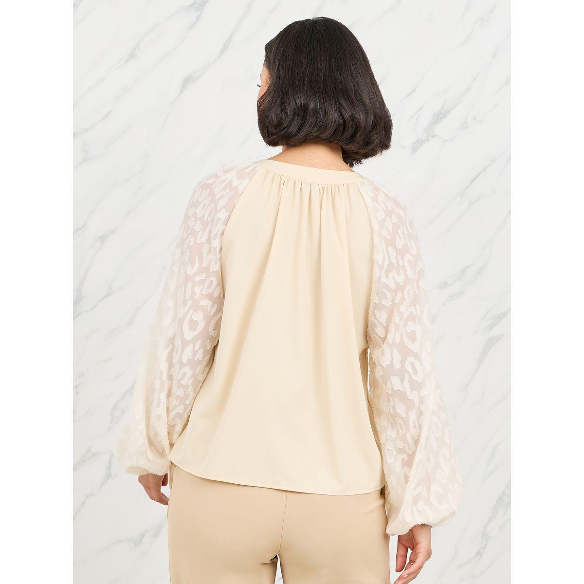 Styli Floral Contrast Lantern Sleeve Blouse-women-clothing-shirtsandblouses-blouses-image-5