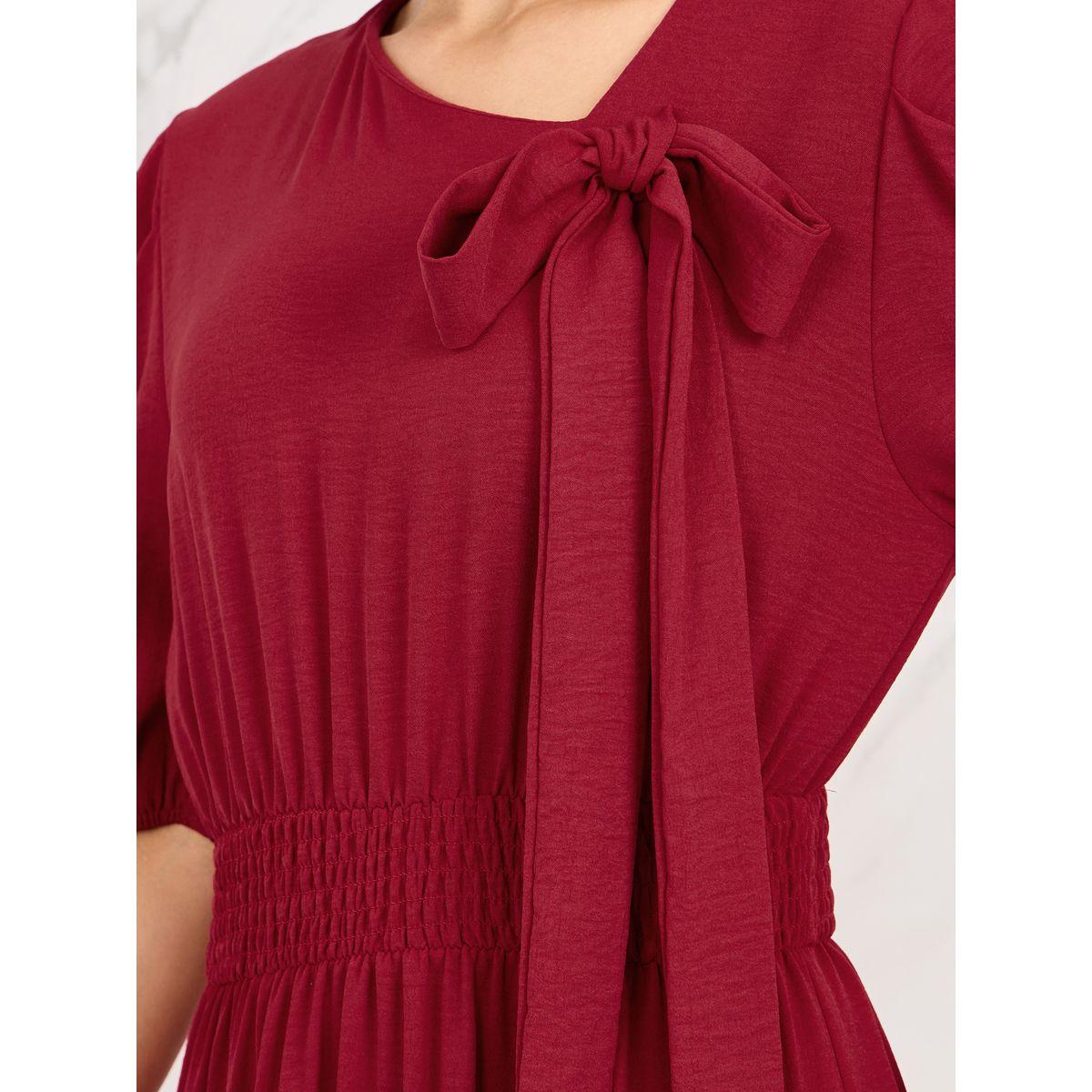 Styli Bow Detail Ruffle Hem Tiered Maxi Dress-women-clothing-dresses-image-3