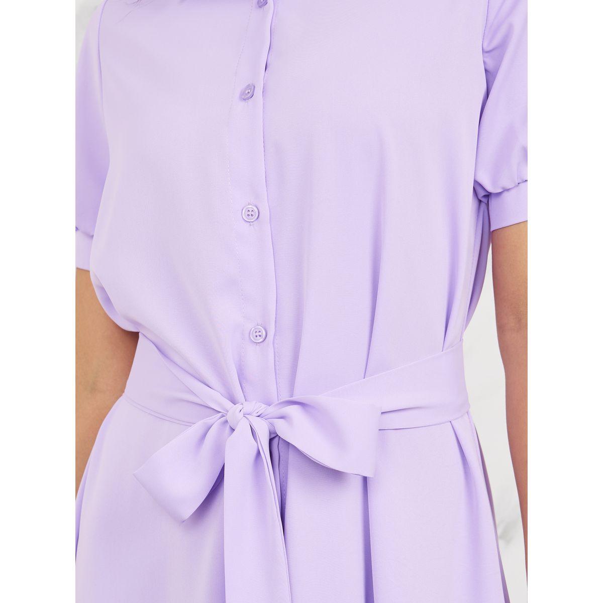 Styli Puff Sleeves Self Tie Up Shirt Maxi Dress-women-clothing-dresses-image-4