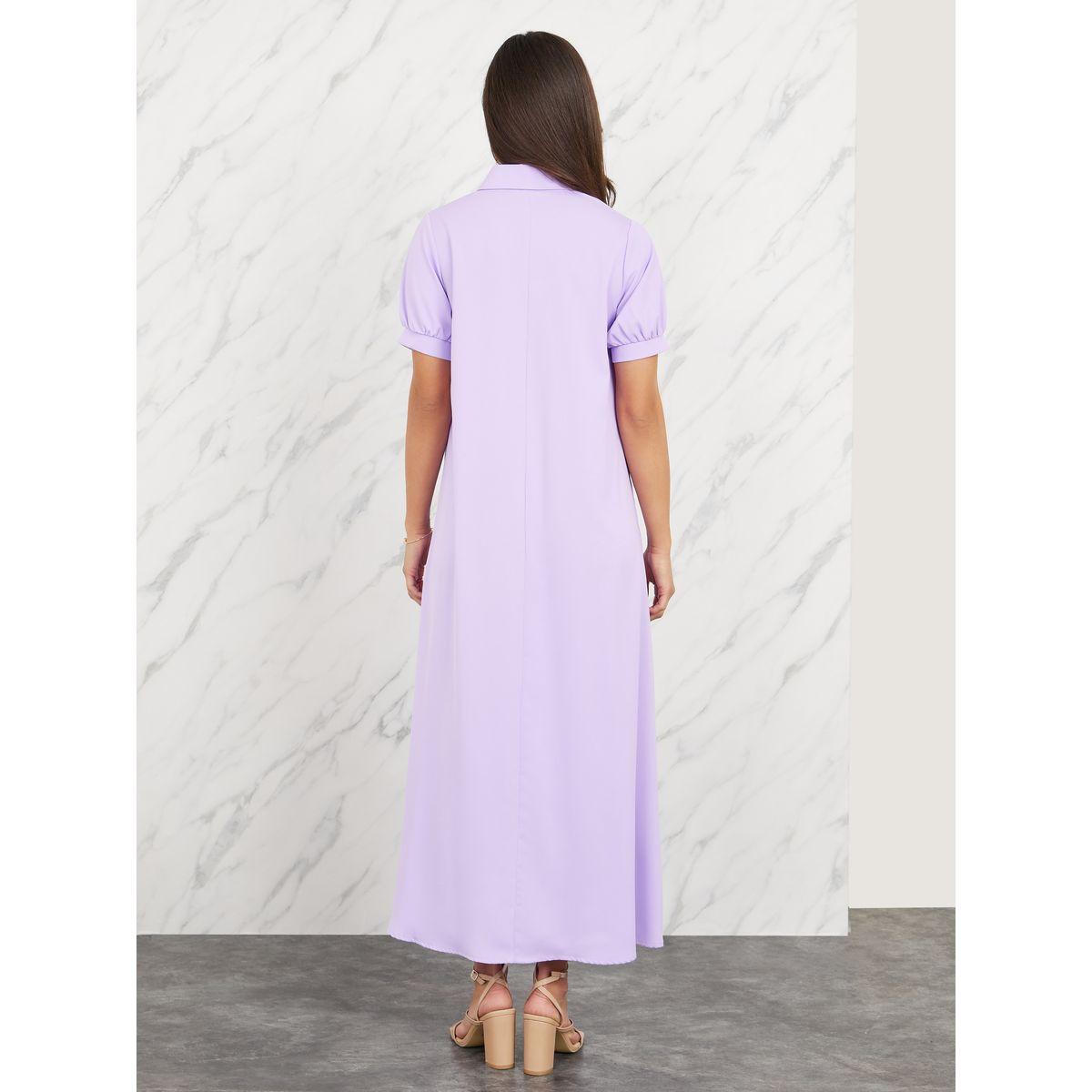Styli Puff Sleeves Self Tie Up Shirt Maxi Dress-women-clothing-dresses-image-5