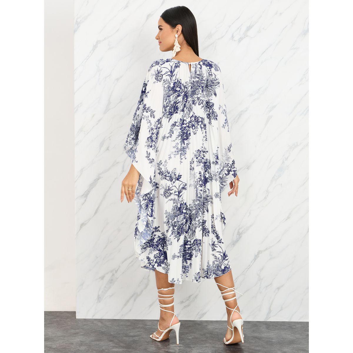 Styli Floral Print Batwing Sleeve A-Line Midi Dress-women-clothing-dresses-image-4
