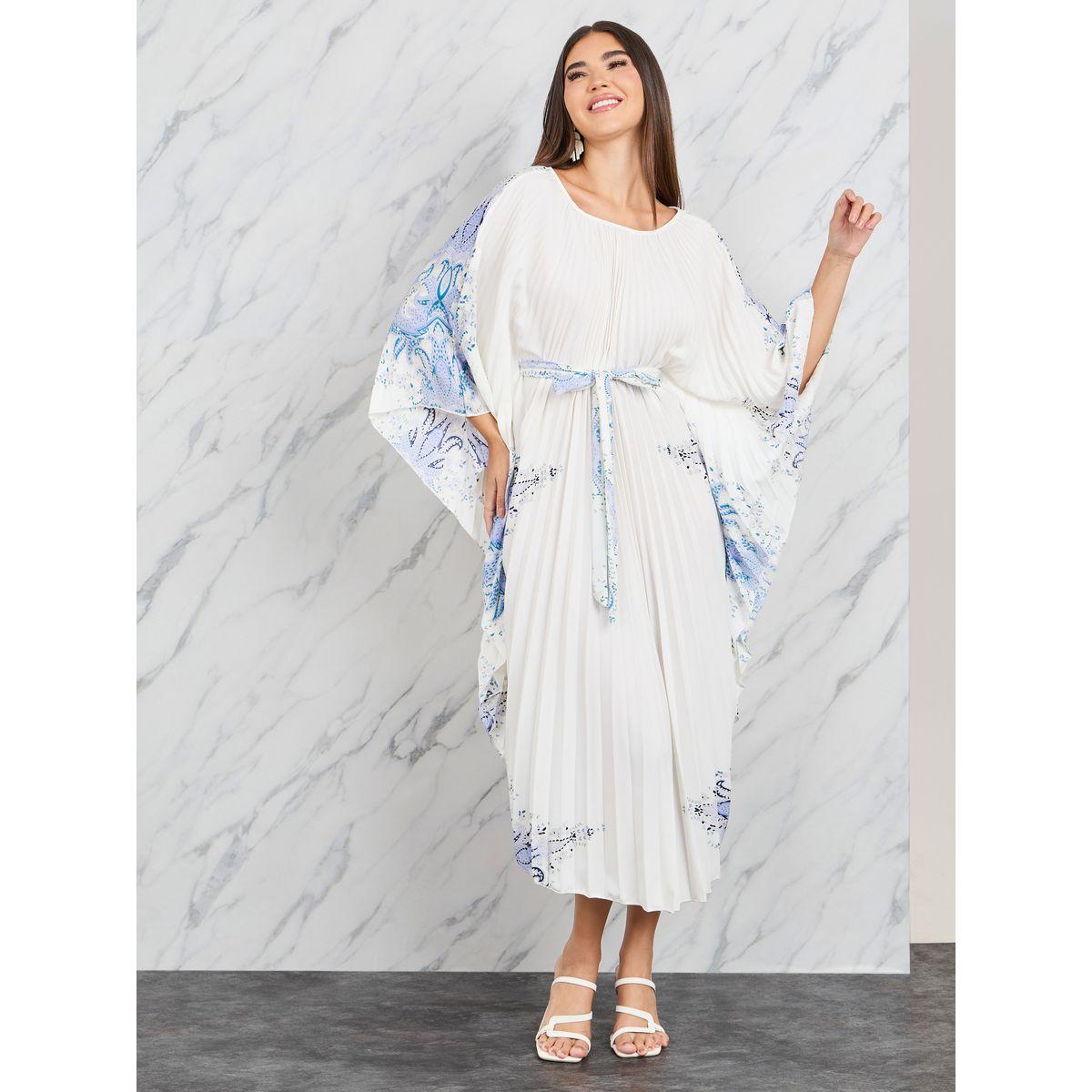 فستان ميدي بطبعة بيزلي وحافة منحنية-women-clothing-dresses-image-1
