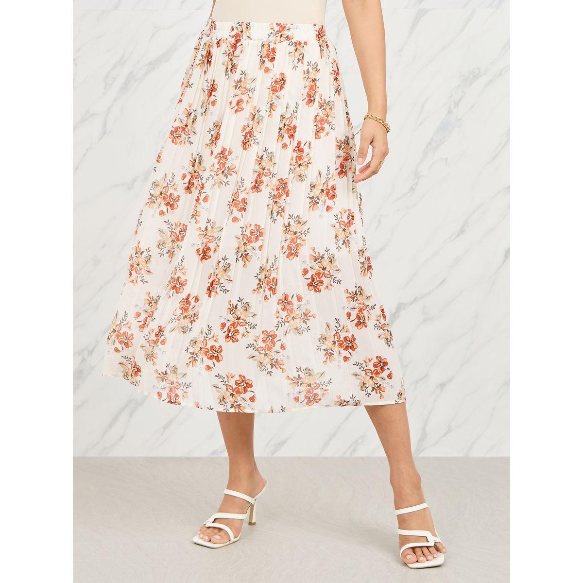 تنورة ميدي بطبعة زهور وكسرات-women-clothing-bottoms-skirts-image-1