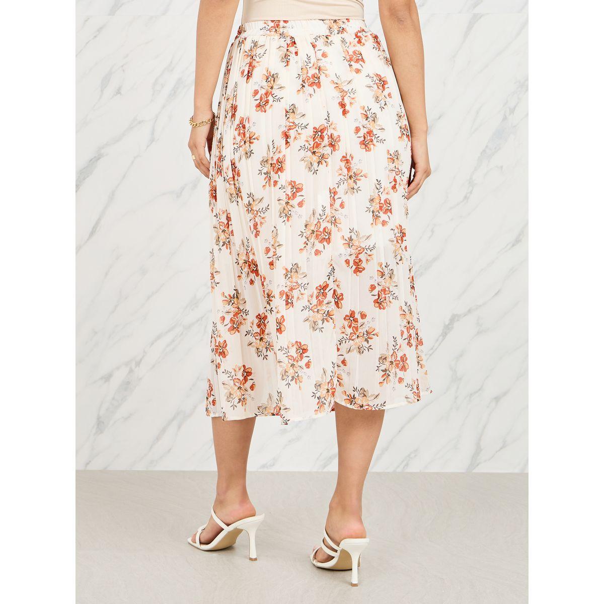 Styli Floral Print Pleated A-Line Midi Skirt-women-clothing-bottoms-skirts-image-4