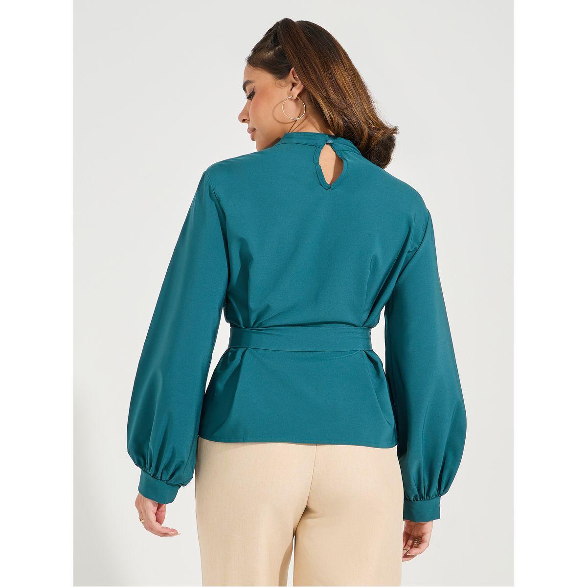 Styli Front Tie Detail High Neck Blouse-women-clothing-shirtsandblouses-blouses-image-4