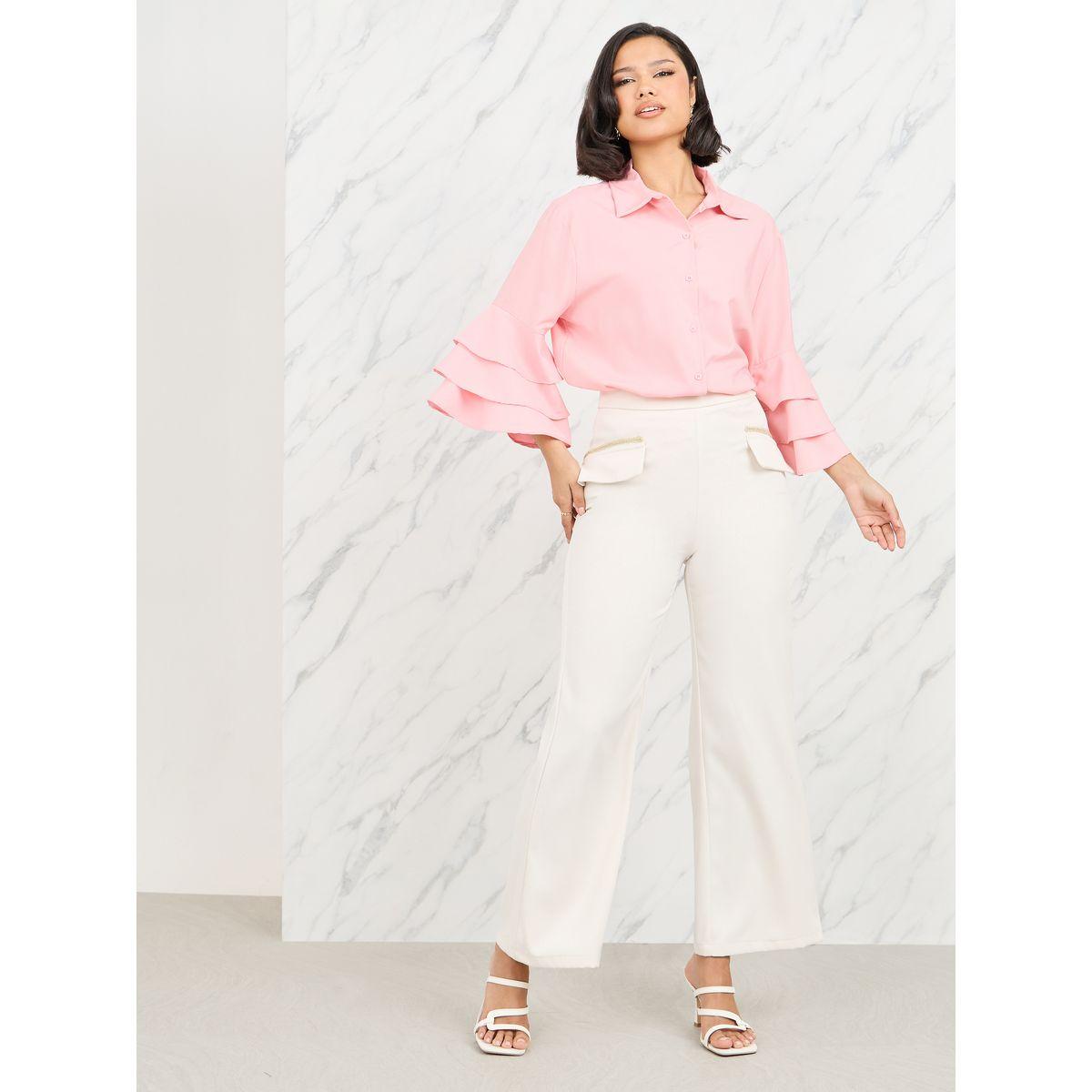 Styli Ruffle Layer Sleeves Regular Fit Shirt-women-clothing-shirtsandblouses-shirts-image-2