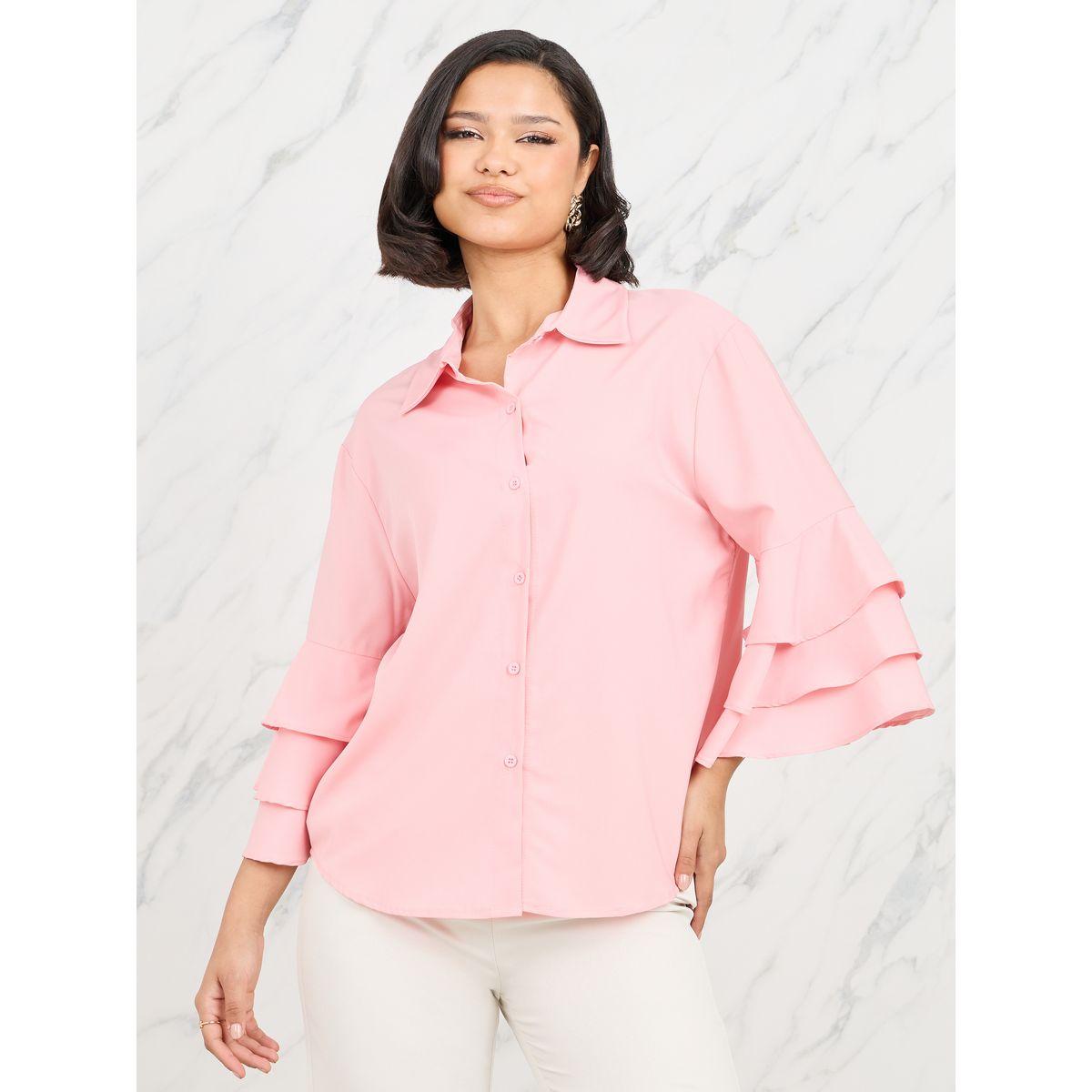Styli Ruffle Layer Sleeves Regular Fit Shirt-women-clothing-shirtsandblouses-shirts-image-3