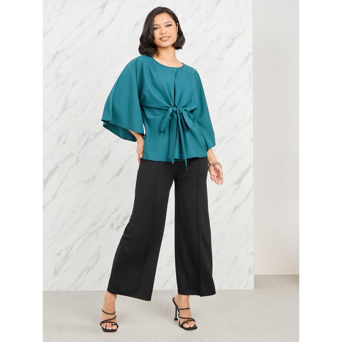 Styli Front Tie Up Detail Bell Sleeves Blouse-women-clothing-shirtsandblouses-blouses-image-2