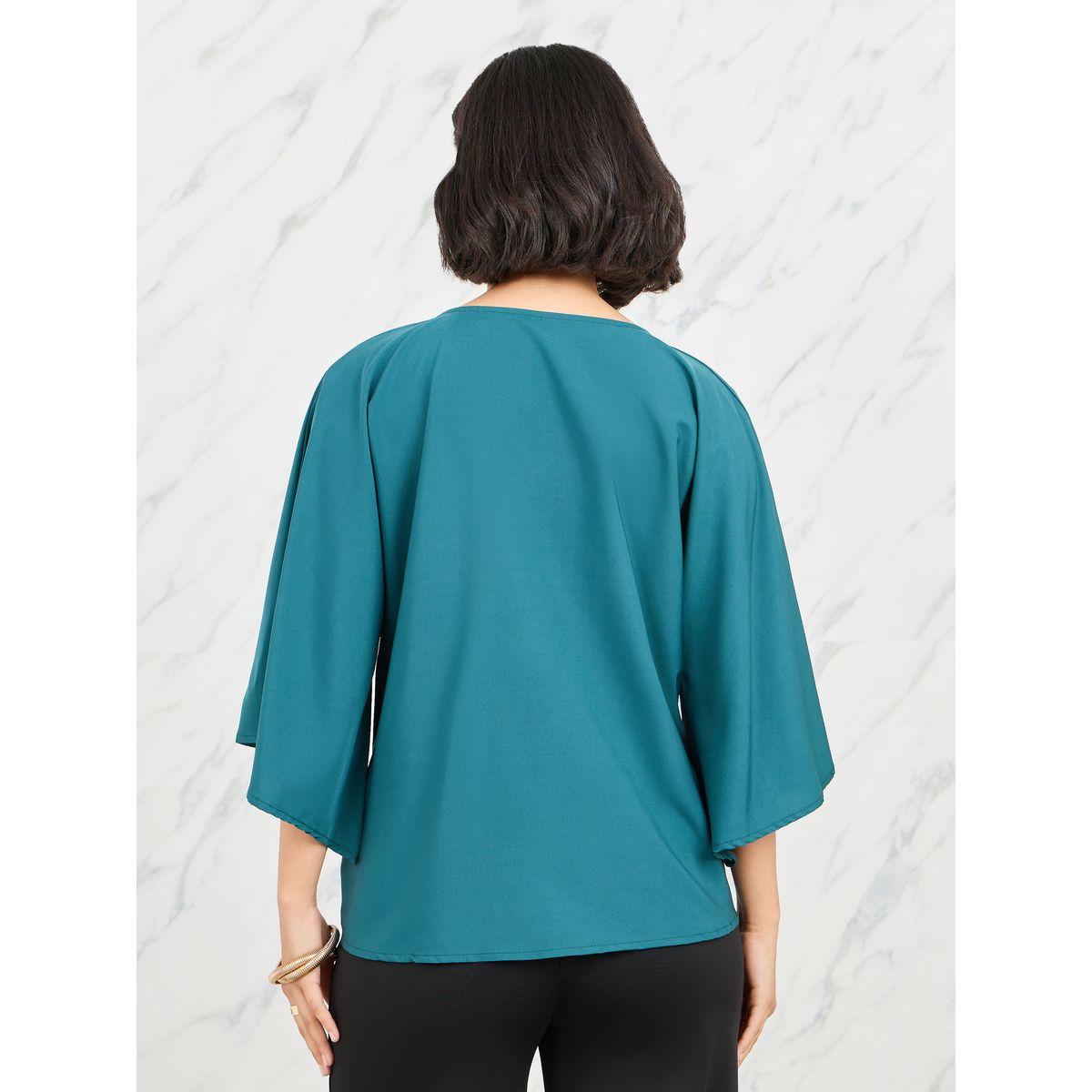 بلوزة باربطة مع اكمام بنمط جرس-women-clothing-shirtsandblouses-blouses-image-4