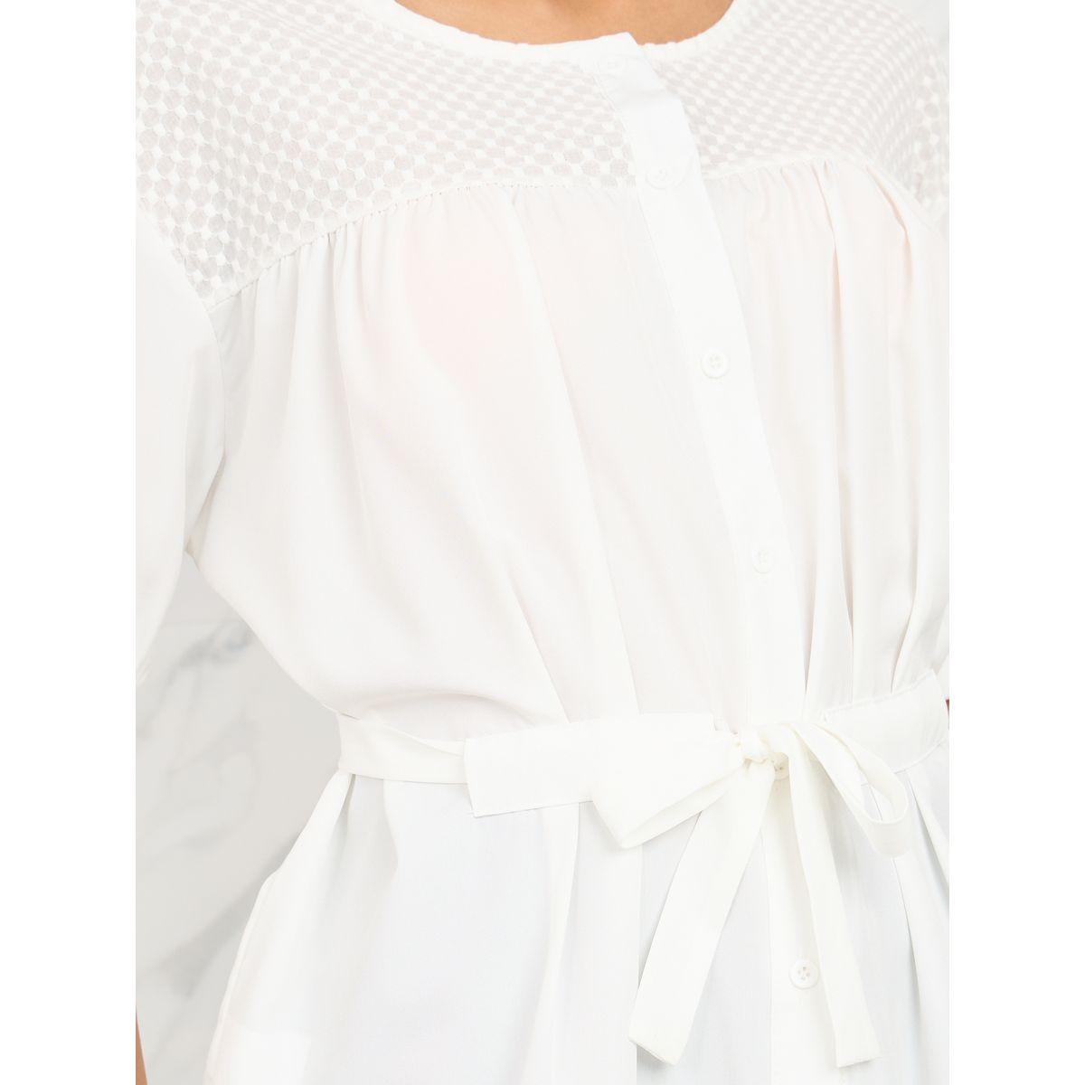 Styli Contrast Swiss Dot Detail Blouse-women-clothing-shirtsandblouses-blouses-image-3