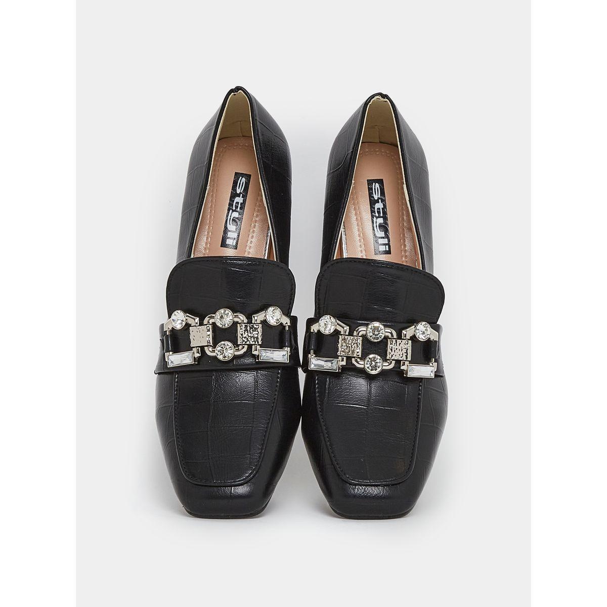 Styli Metal Chain Accent Slip On Block Heel Sandals-women-shoes-heels-image-6