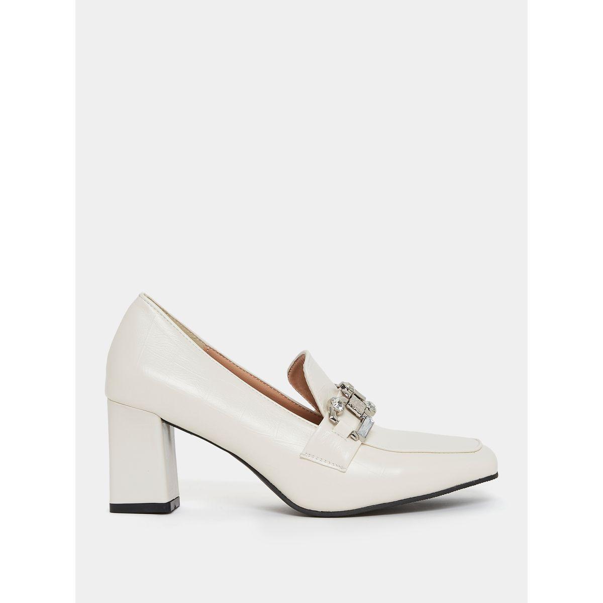 Styli Metal Chain Accent Slip On Block Heel Sandals-women-shoes-heels-image-2