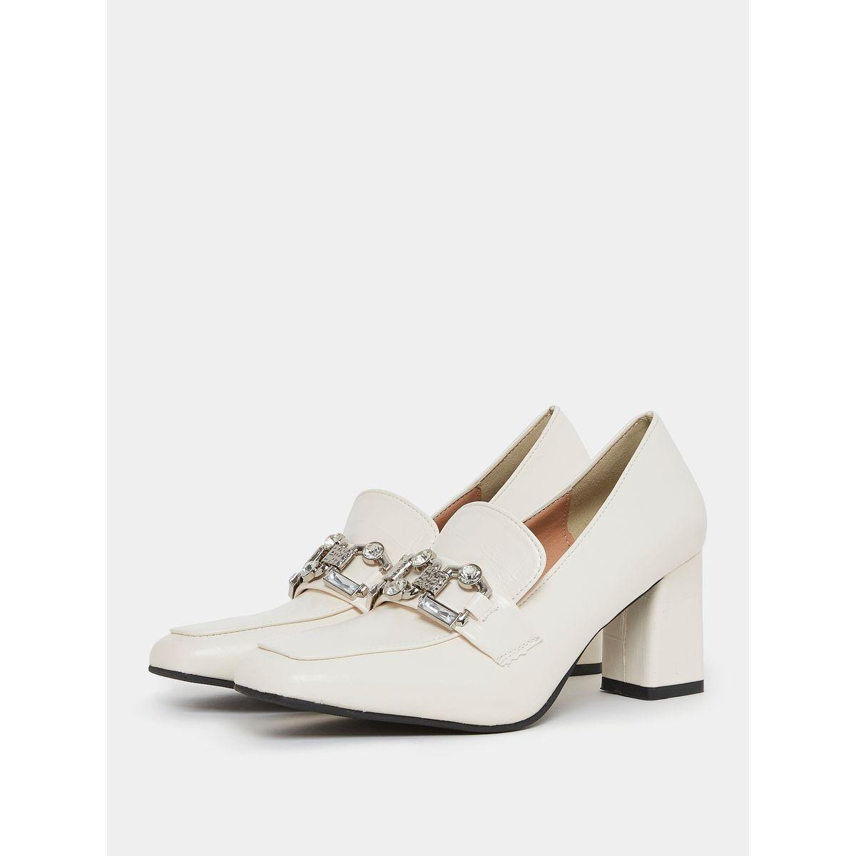 Styli Metal Chain Accent Slip On Block Heel Sandals-women-shoes-heels-image-3