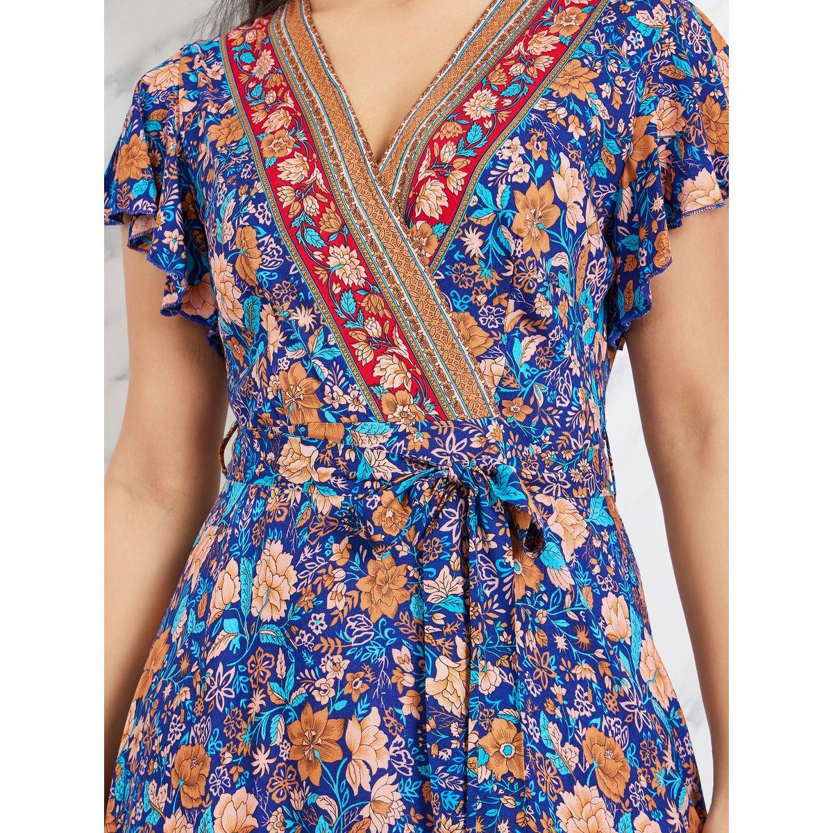 فستان ميدي مطبع بزهور وتفاصيل كشكش-women-clothing-dresses-image-3