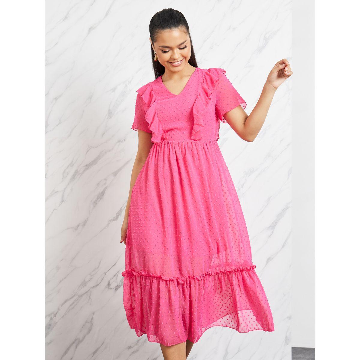 فستان ميدي بتفاصيل كشكش-women-clothing-dresses-image-1