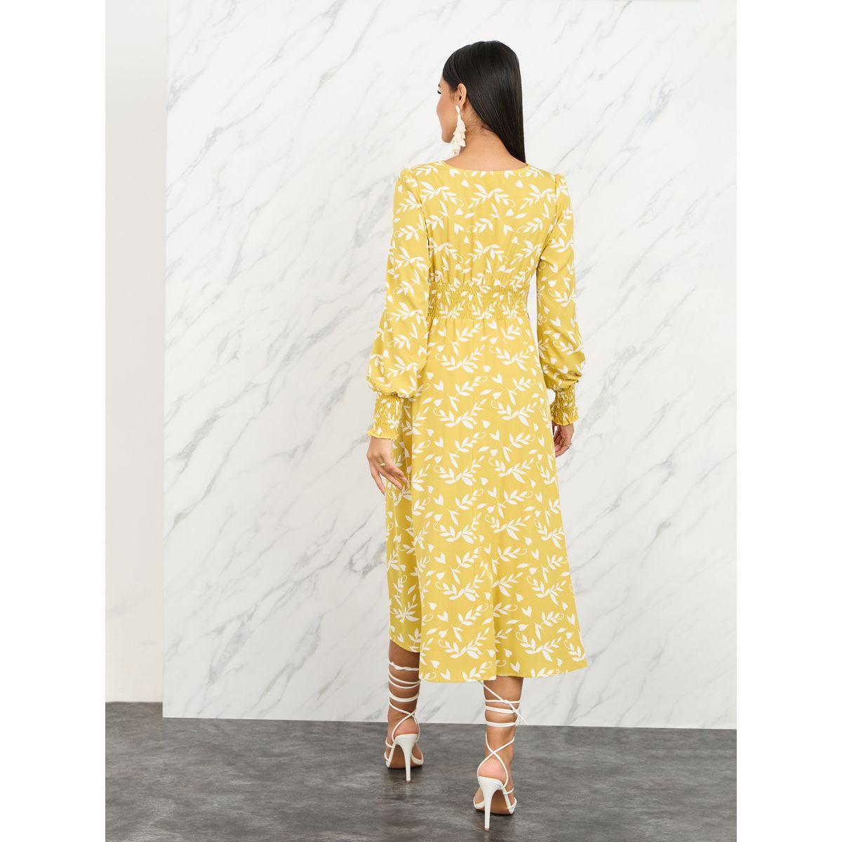 Styli Floral Print Cuffed Sleeve A-Line Midi Dress-women-clothing-dresses-image-4
