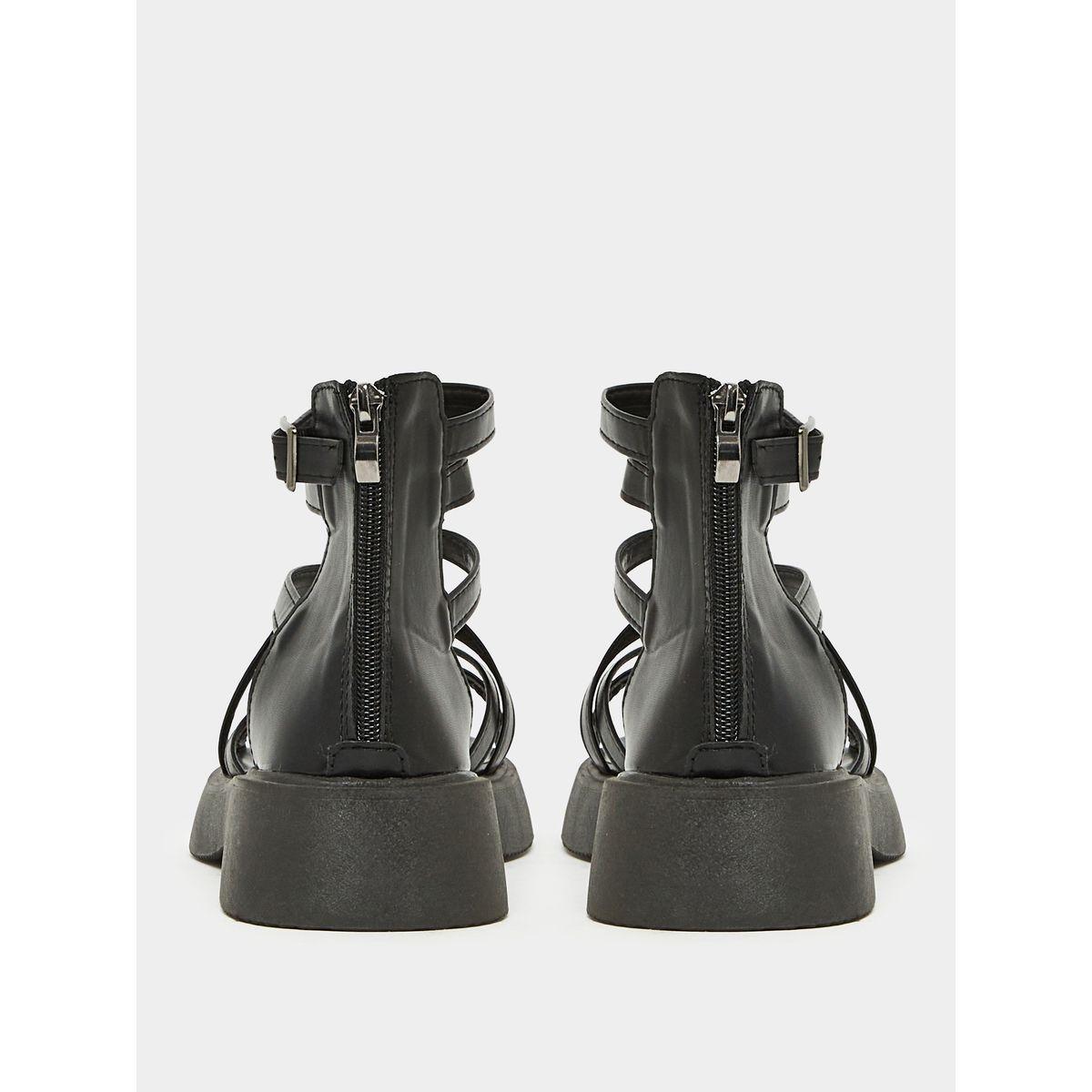 Styli Cross Strap Wedge Heel Sandals with Buckle Closure-women-shoes-heels-image-3