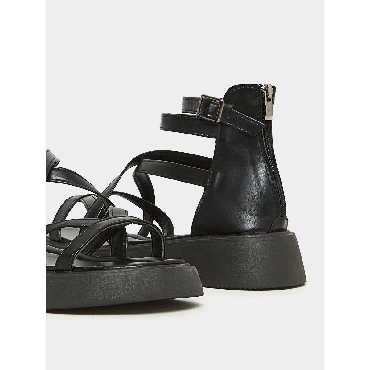 Styli Cross Strap Wedge Heel Sandals with Buckle Closure-women-shoes-heels-image-5