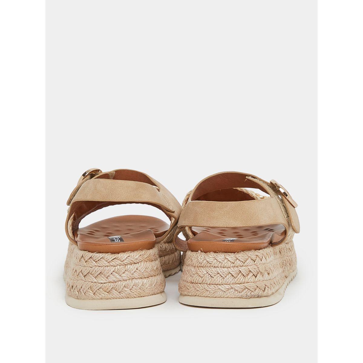 Styli Metal Chain Accent Flat Sandals with Buckle Closure-women-shoes-sandals-flats-image-5