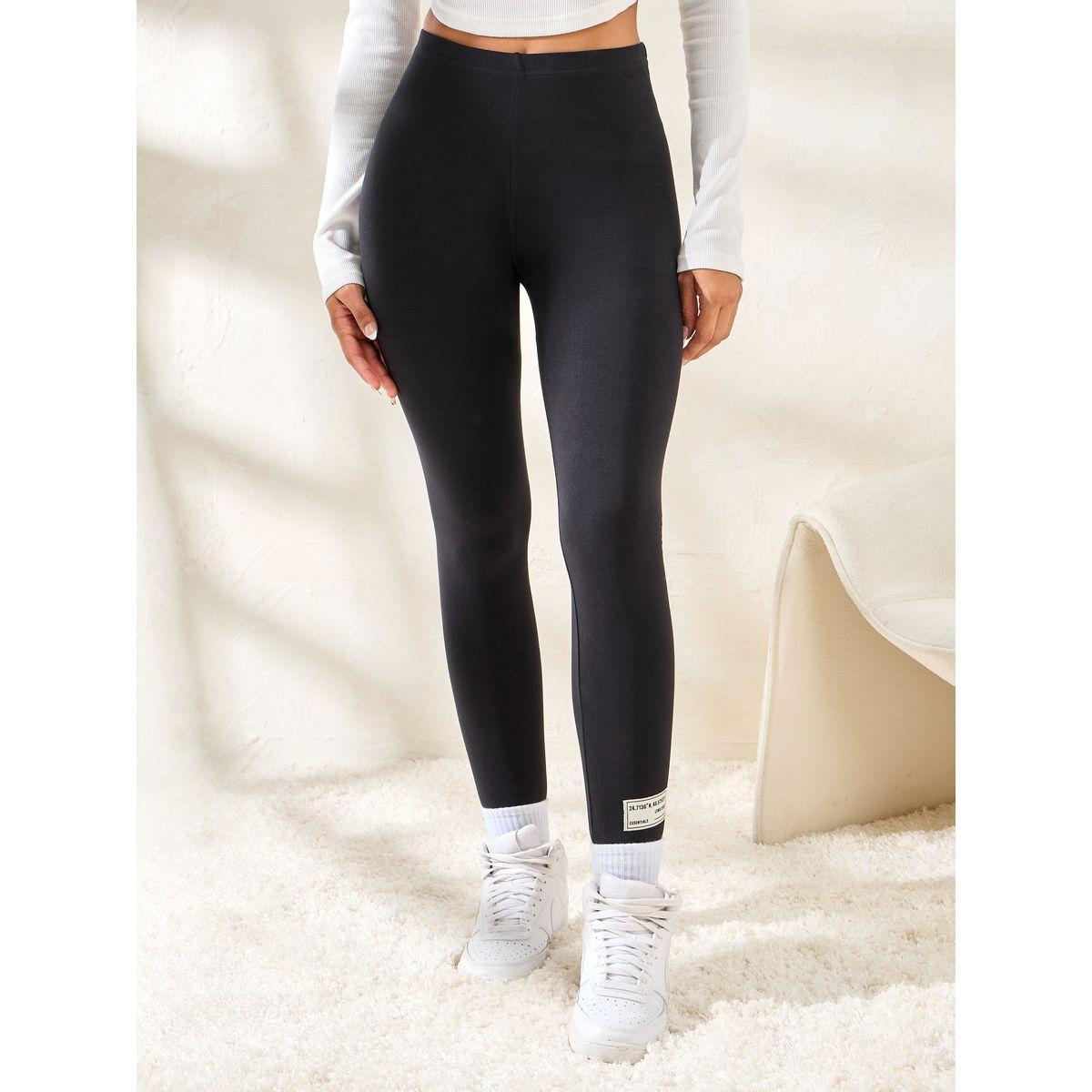 Styli Elevate Badge Detail Cotton Ankle Length Leggings-women-clothing-bottoms-leggings-image-1