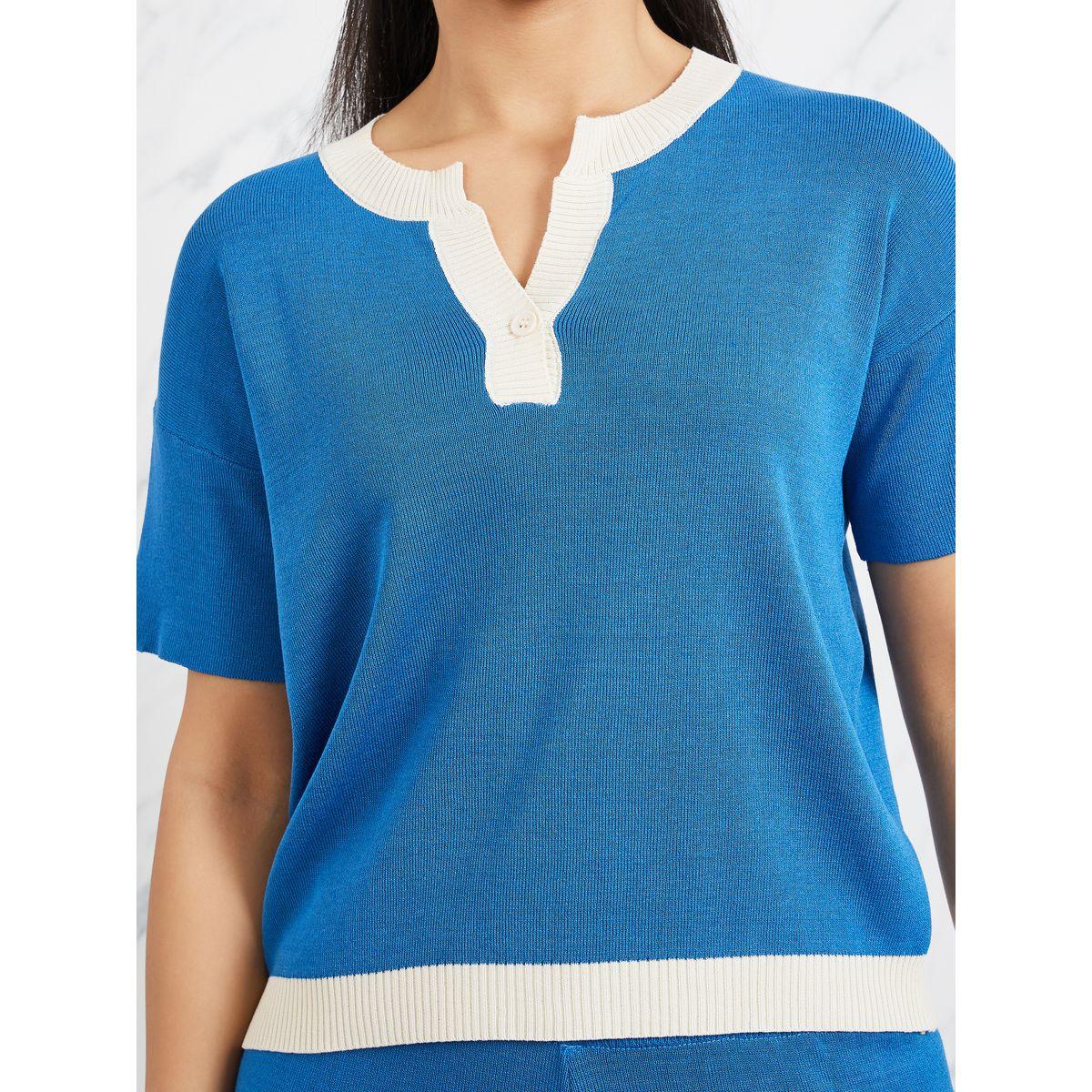 طقم منسق من بنطال وبلوزة محبوكة-women-clothing-coordsets-image-4