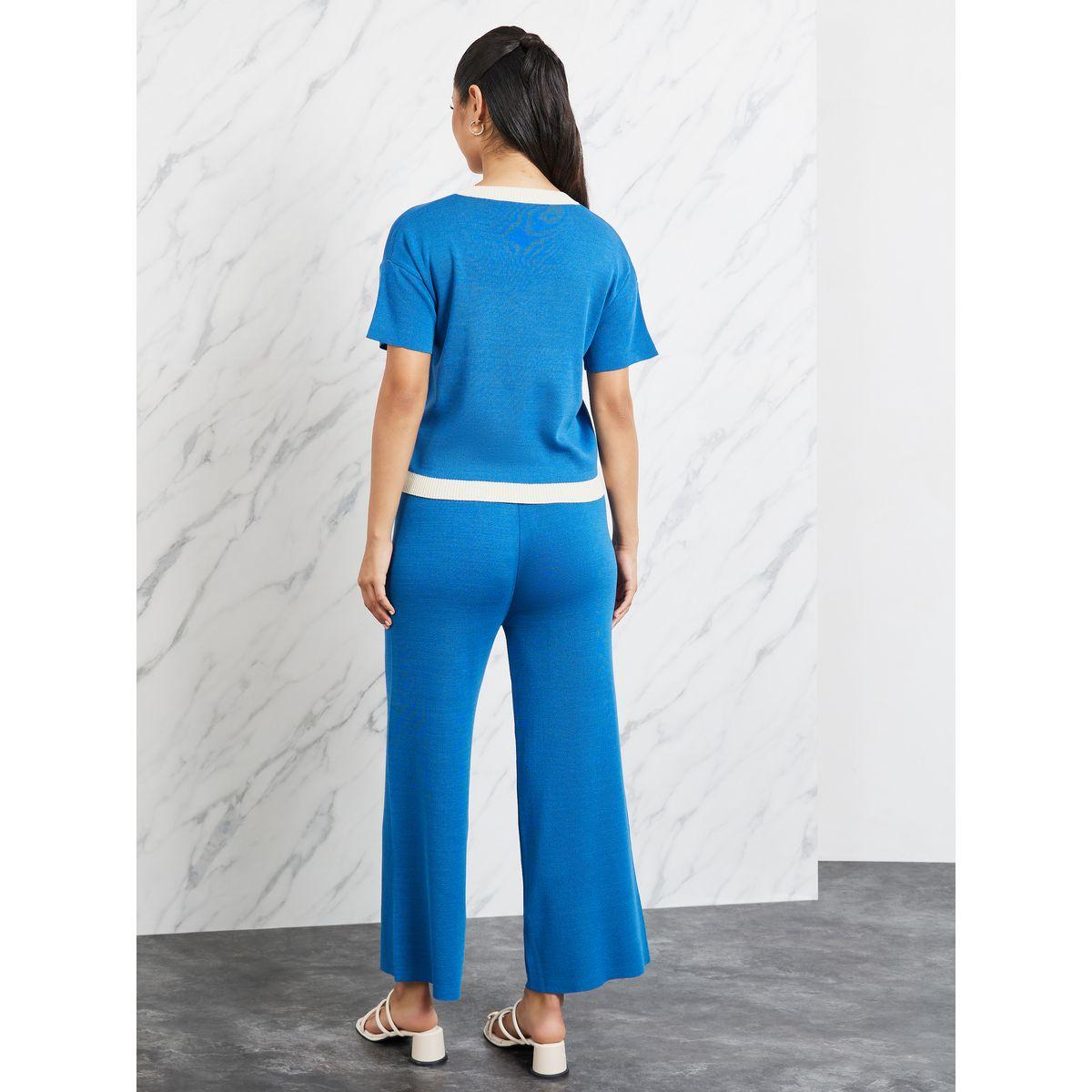 طقم منسق من بنطال وبلوزة محبوكة-women-clothing-coordsets-image-5