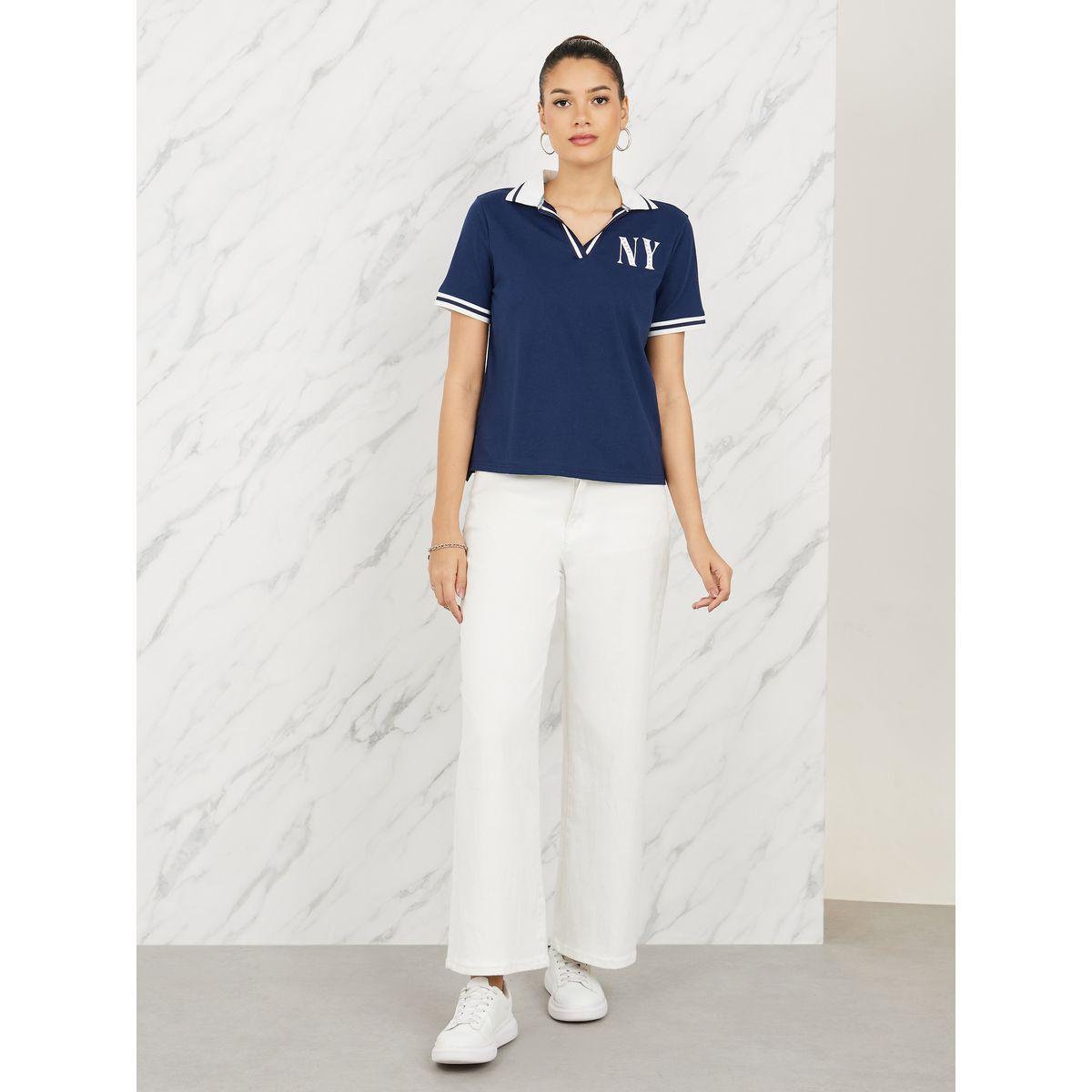تيشيرت بياقة بولو مزين بحجر الراين-women-clothing-tshirts-image-2