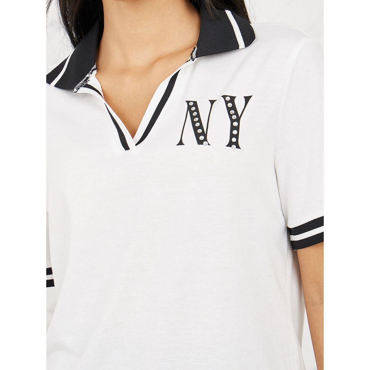 تيشيرت بولو مزين بحجر الراين-women-clothing-tshirts-image-3