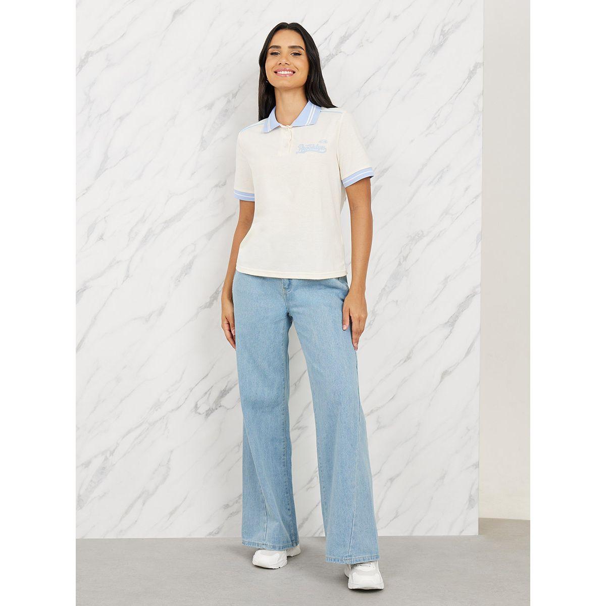 Styli Brooklyn Embroidered Contrast Trim Polo-women-clothing-tshirts-image-2