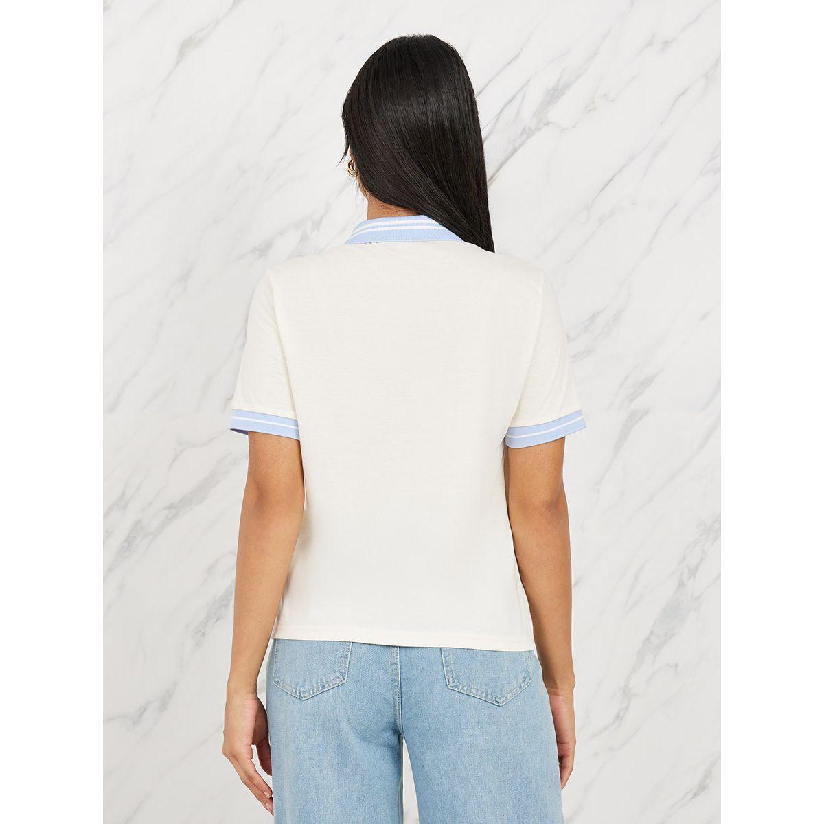 Styli Brooklyn Embroidered Contrast Trim Polo-women-clothing-tshirts-image-4