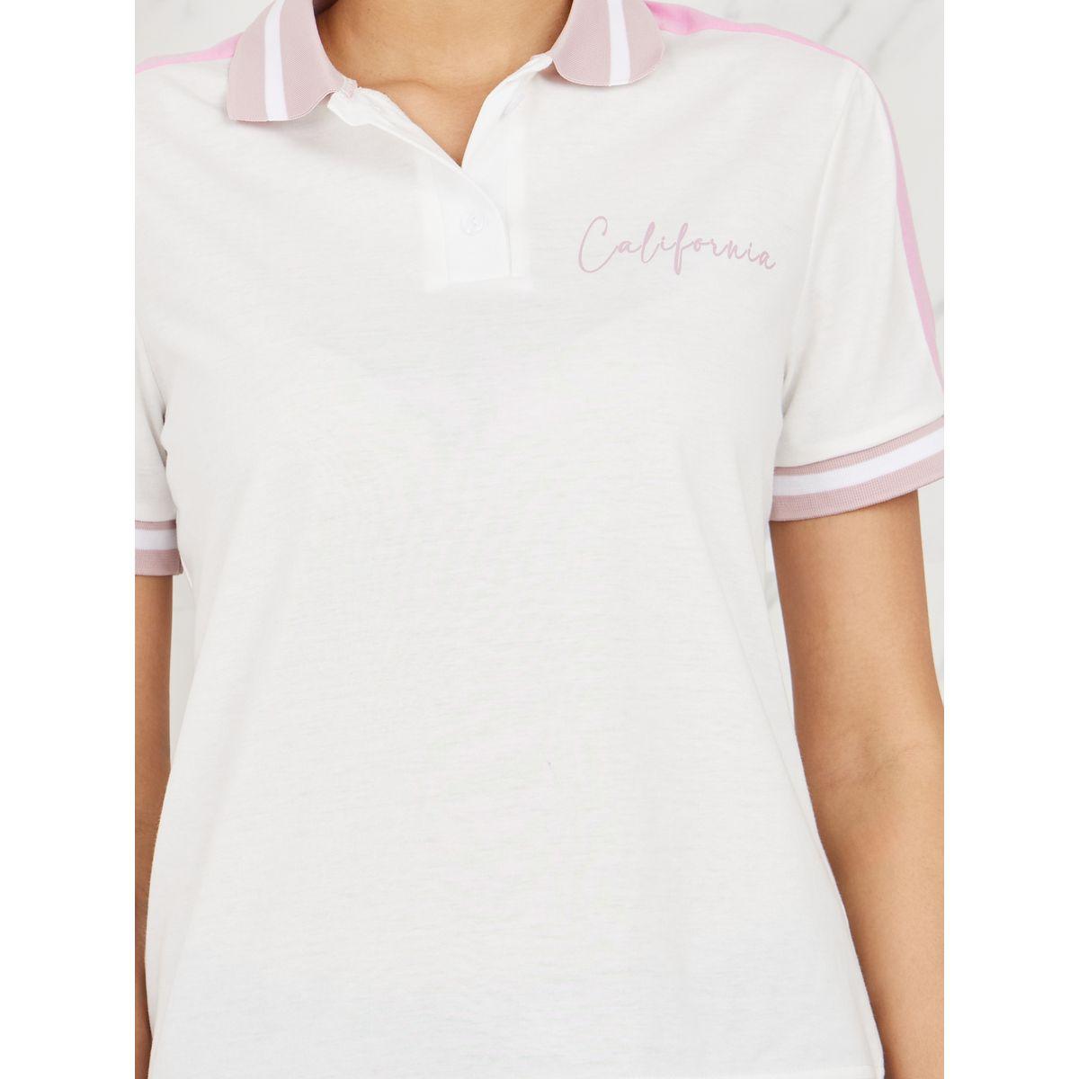Styli Regular Fit California Print Contrast Trim Polo  T-shirt-women-clothing-tshirts-image-3