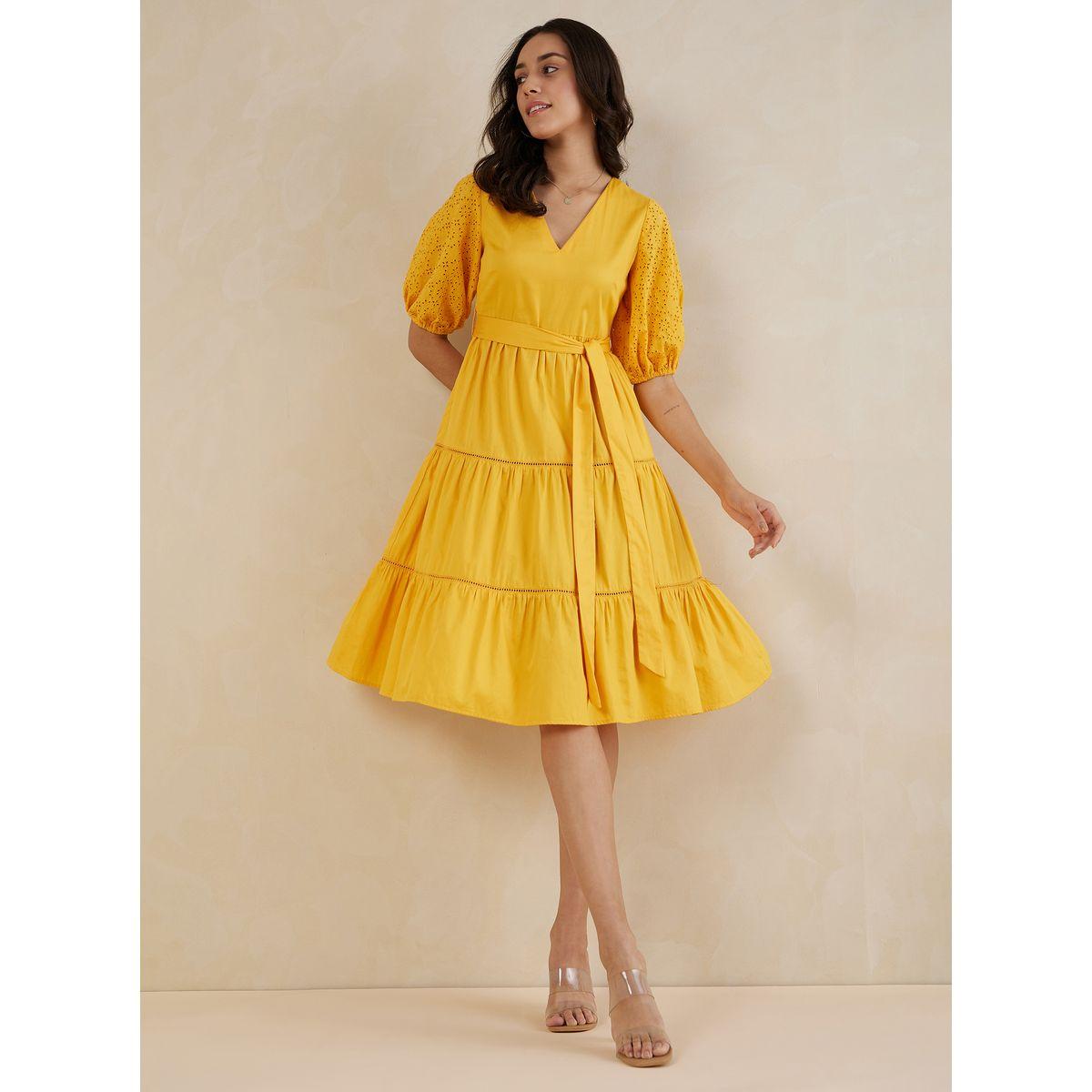 فستان ميدي بكسرات وحزام خصر فِميلا × ستايلي-women-clothing-dresses-image-5