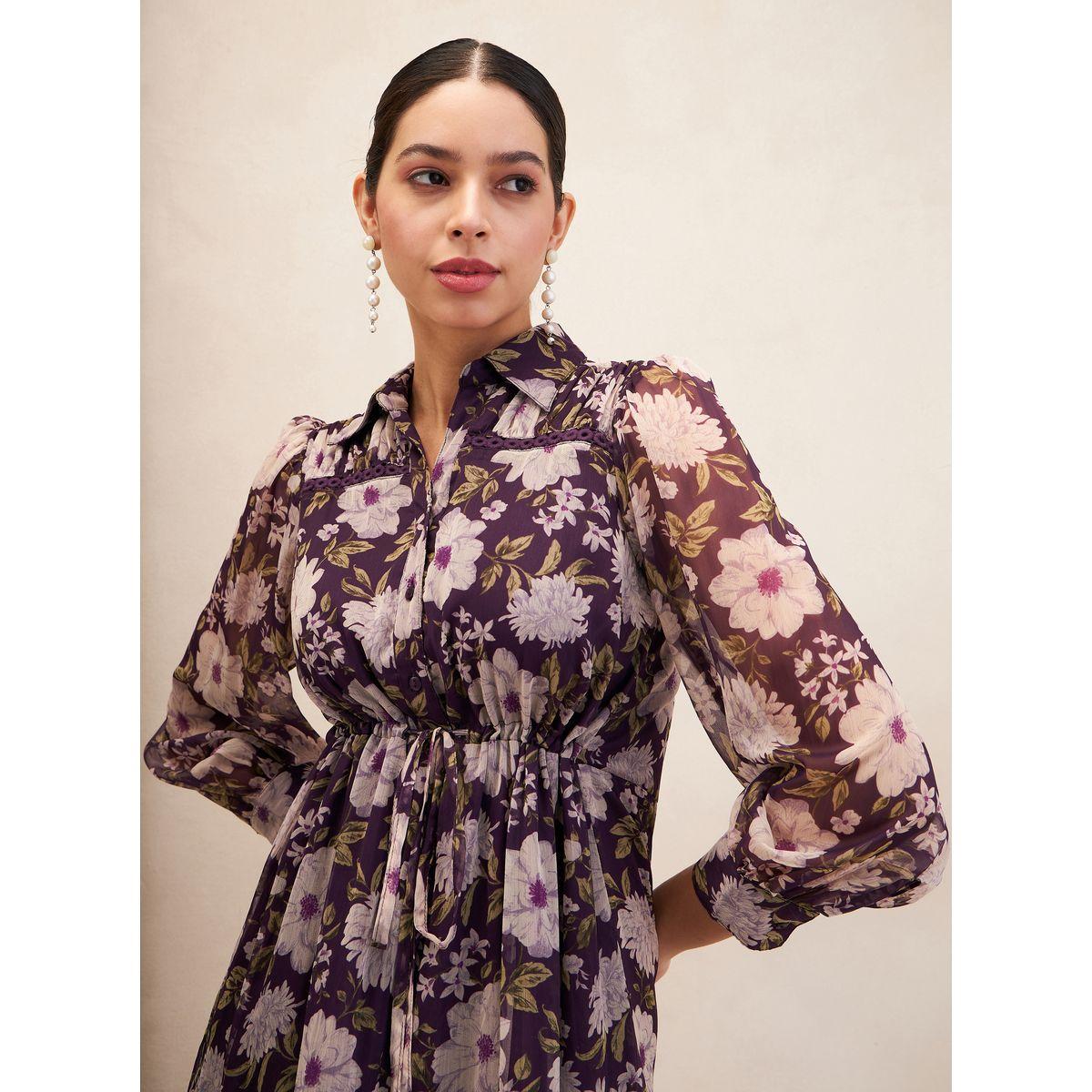 Femmella X Styli  Floral Print Lace Detail Tiered Shirt Midi Dress-women-clothing-dresses-image-3