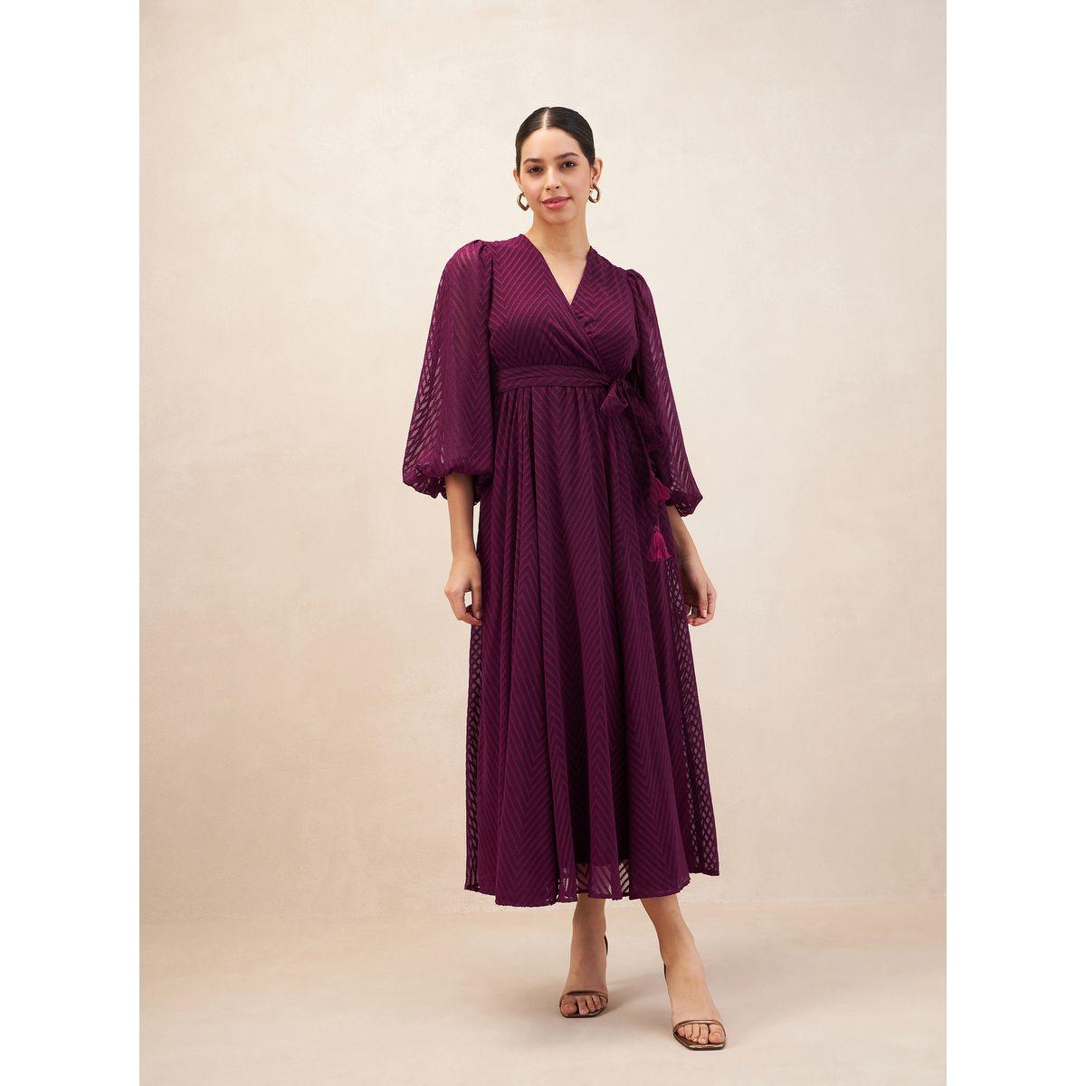 فستان طويل بحافة واسعة ونمط لف فِميلا × ستايلي-women-clothing-dresses-image-1