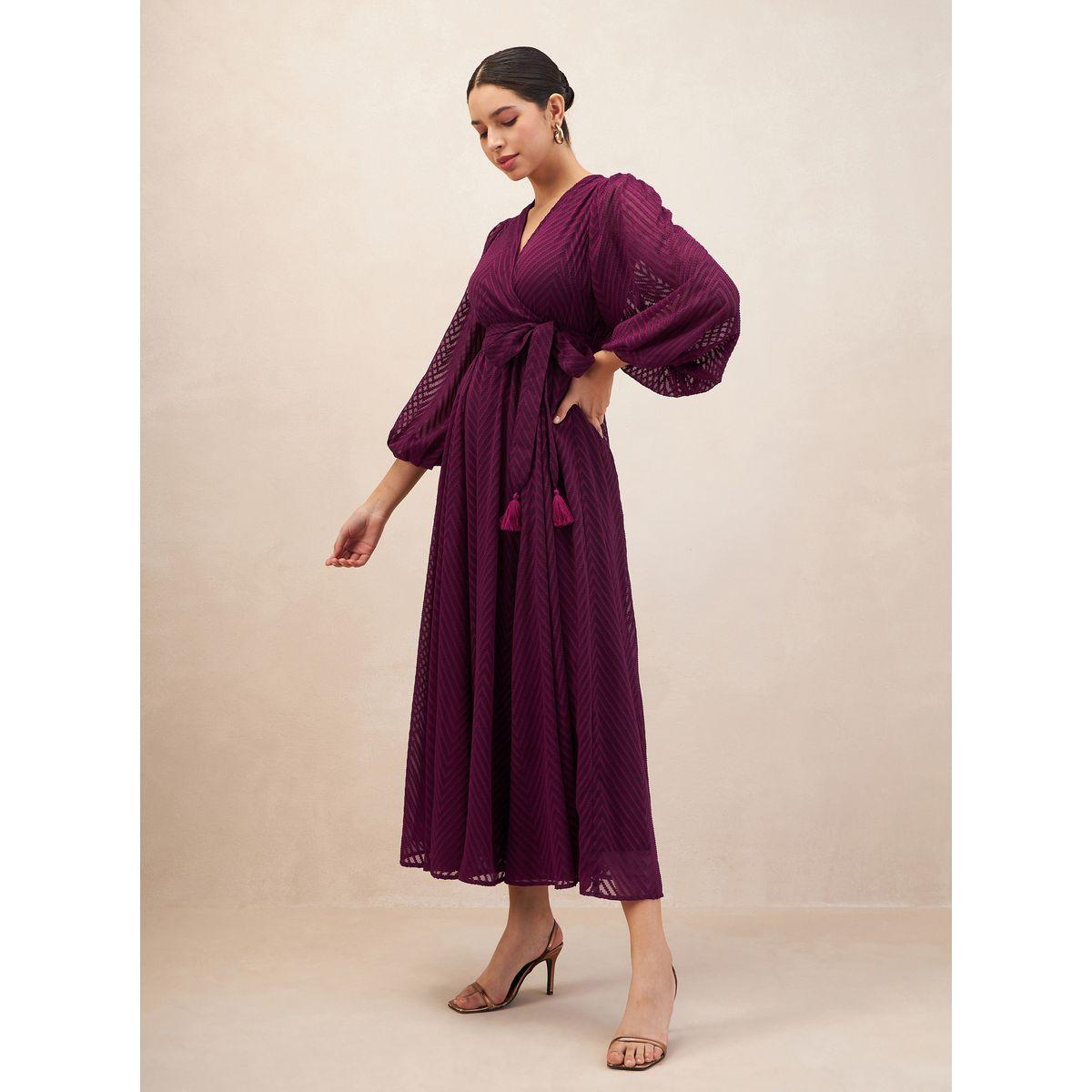 فستان طويل بحافة واسعة ونمط لف فِميلا × ستايلي-women-clothing-dresses-image-2