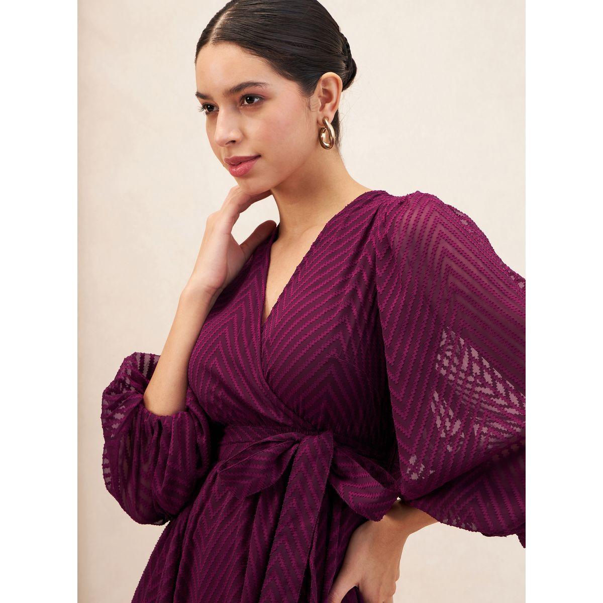 Femmella X Styli  Dobby Zig Zag A-Line Wrap Maxi Dress-women-clothing-dresses-image-3